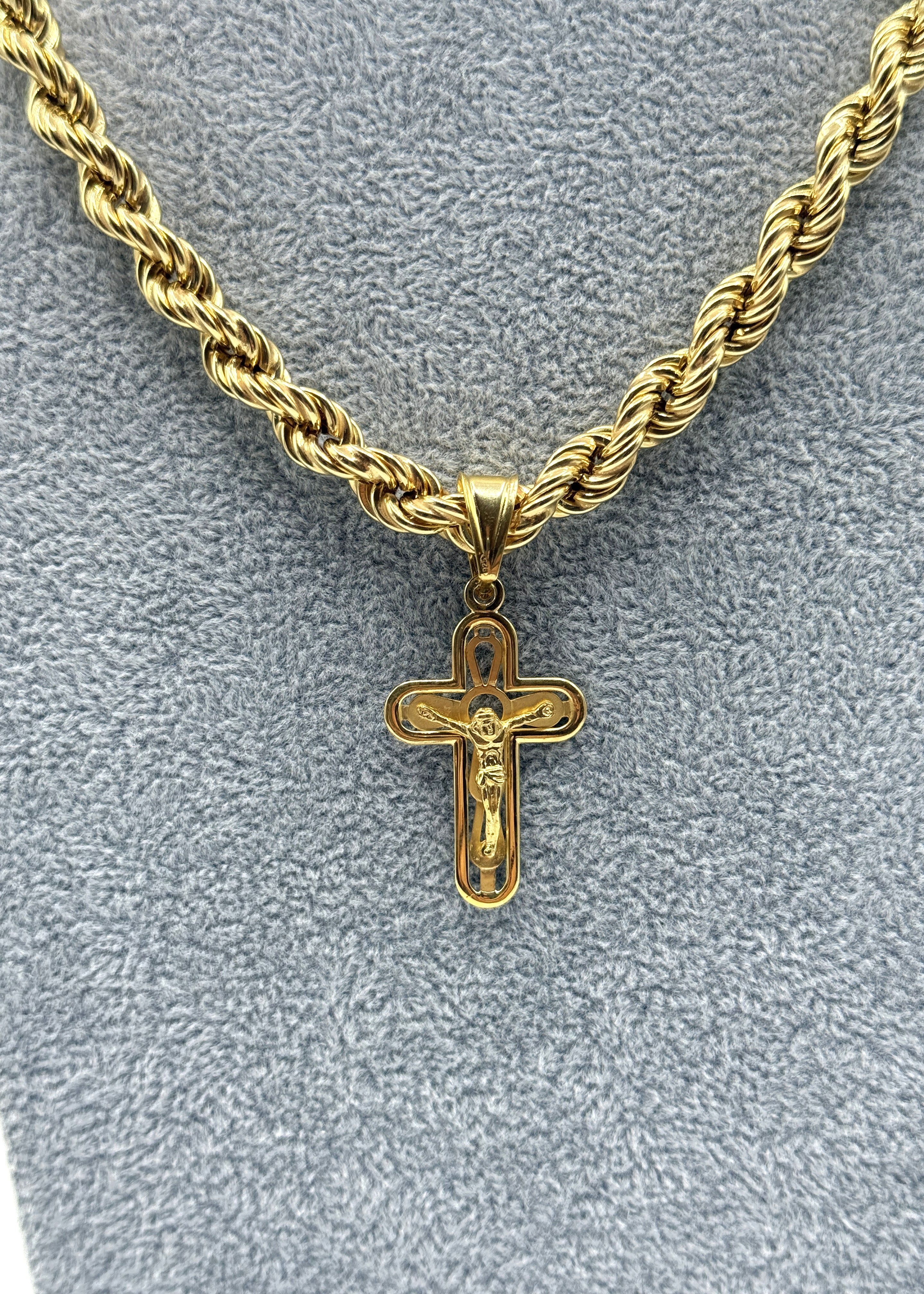 Collana Funetta 8mm Con Ciondolo Crocifisso Argento 925