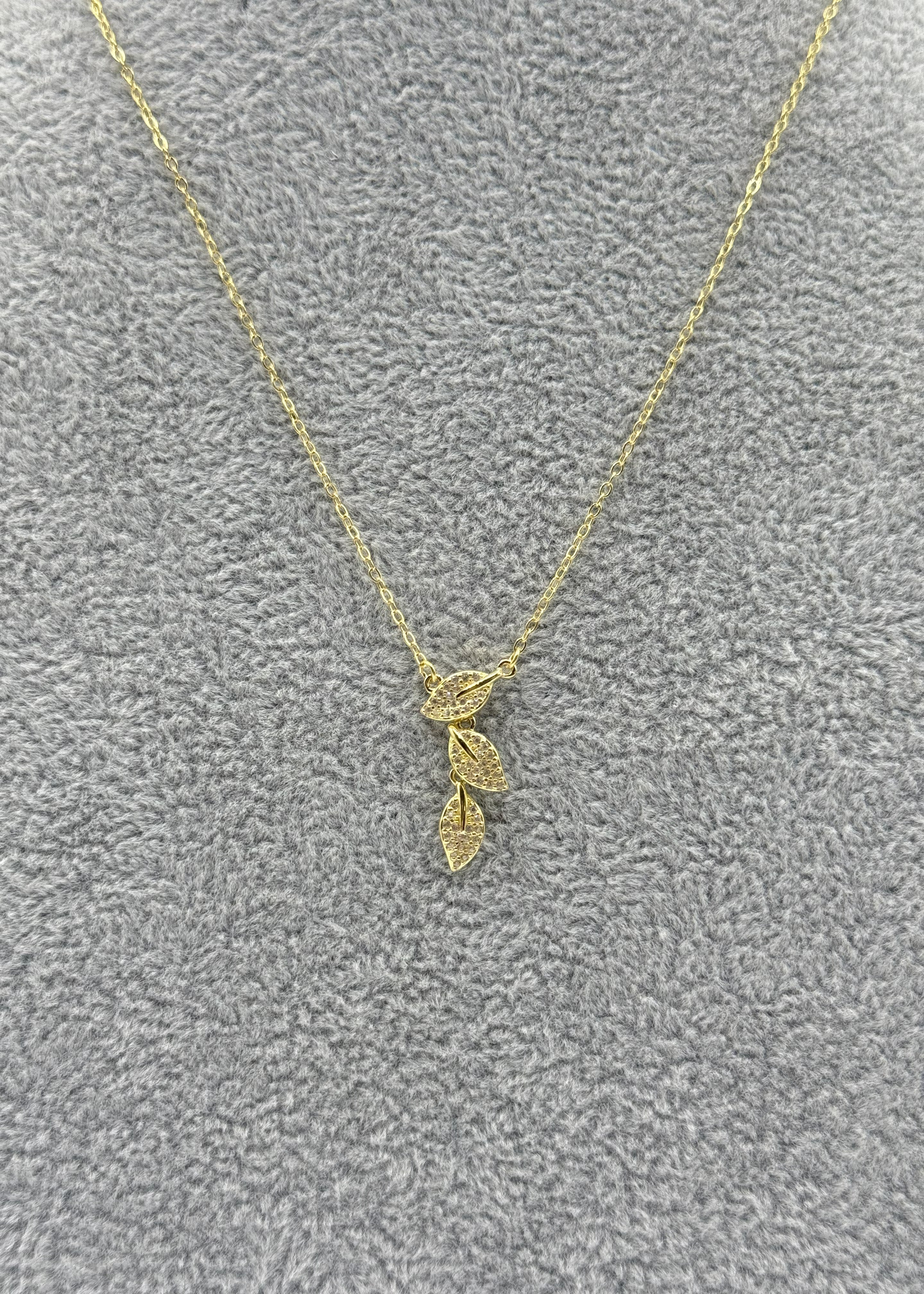 Collana Argento925 Dorata Con Foglioline Zirconate Art.CL37/28