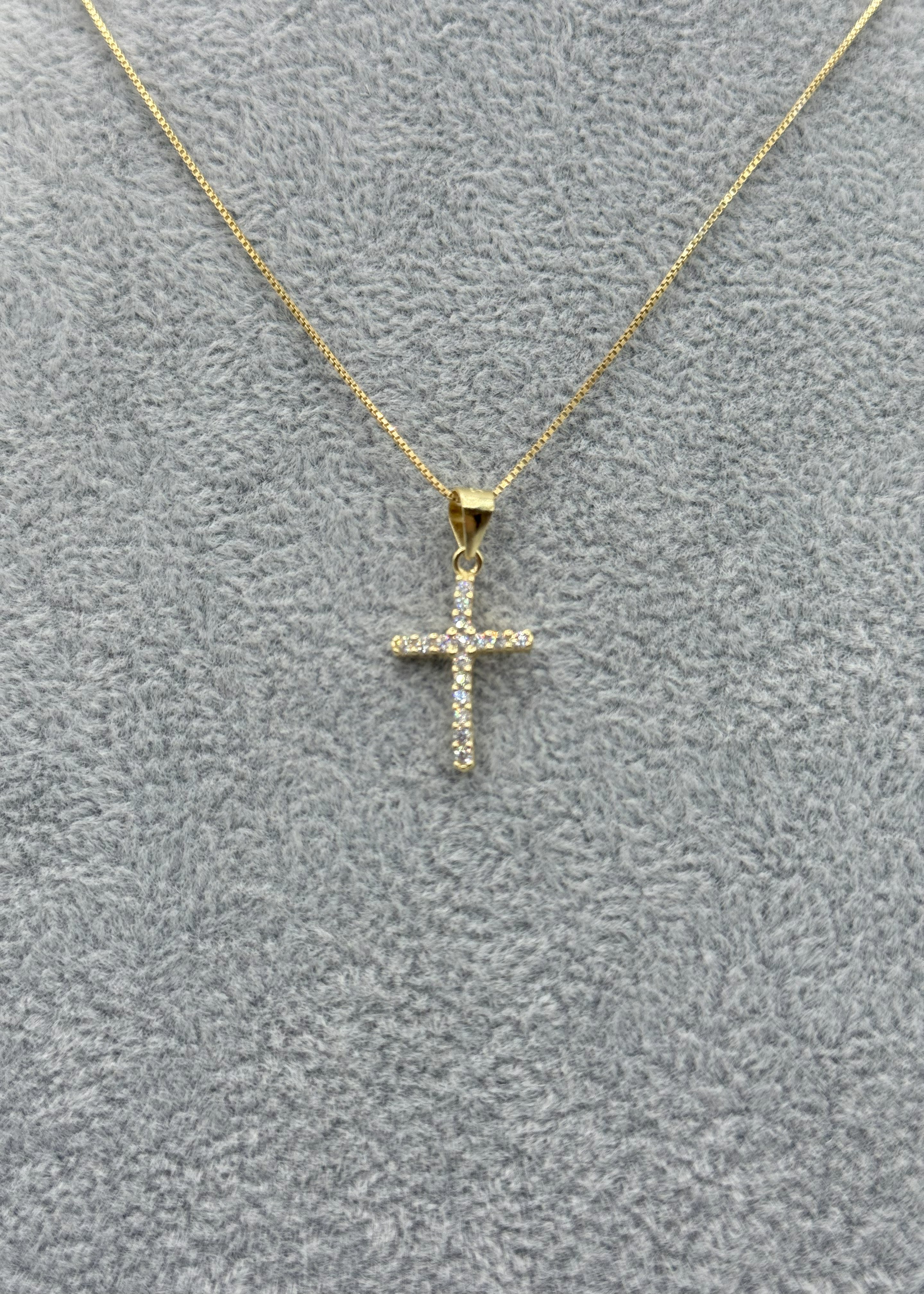 Collana Argento925 Dorato Con Ciondolo Crocifisso Zirconato Art.Cz02