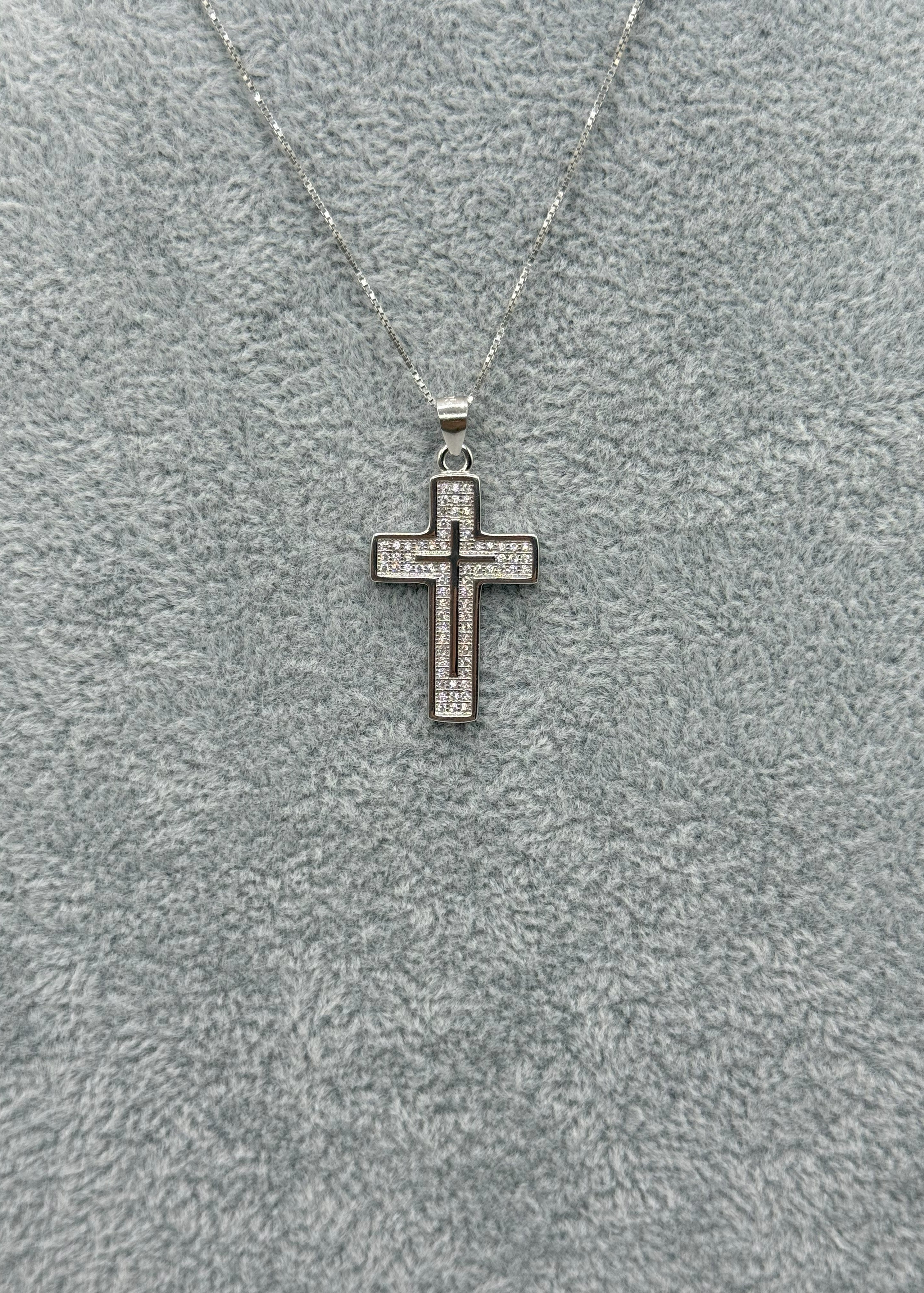 Collana Argento925 Con Ciondolo Crocifisso Zirconato Art. 9655