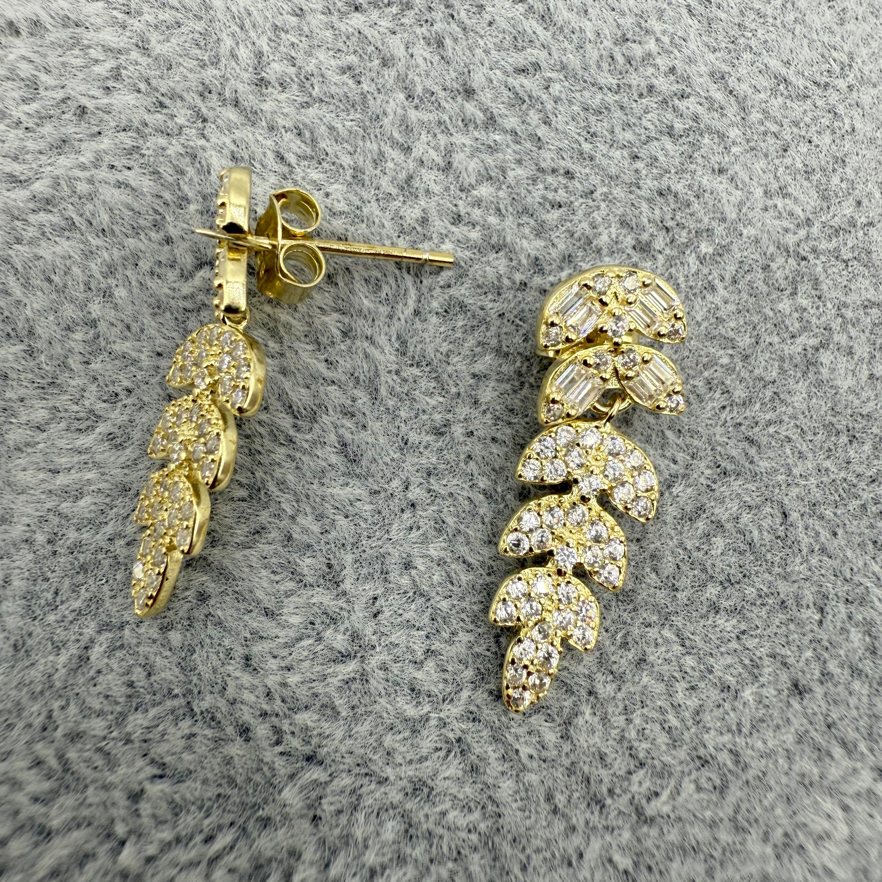 Orecchini in Argento925 Pendenti a Forma Di Foglia Art.037/24