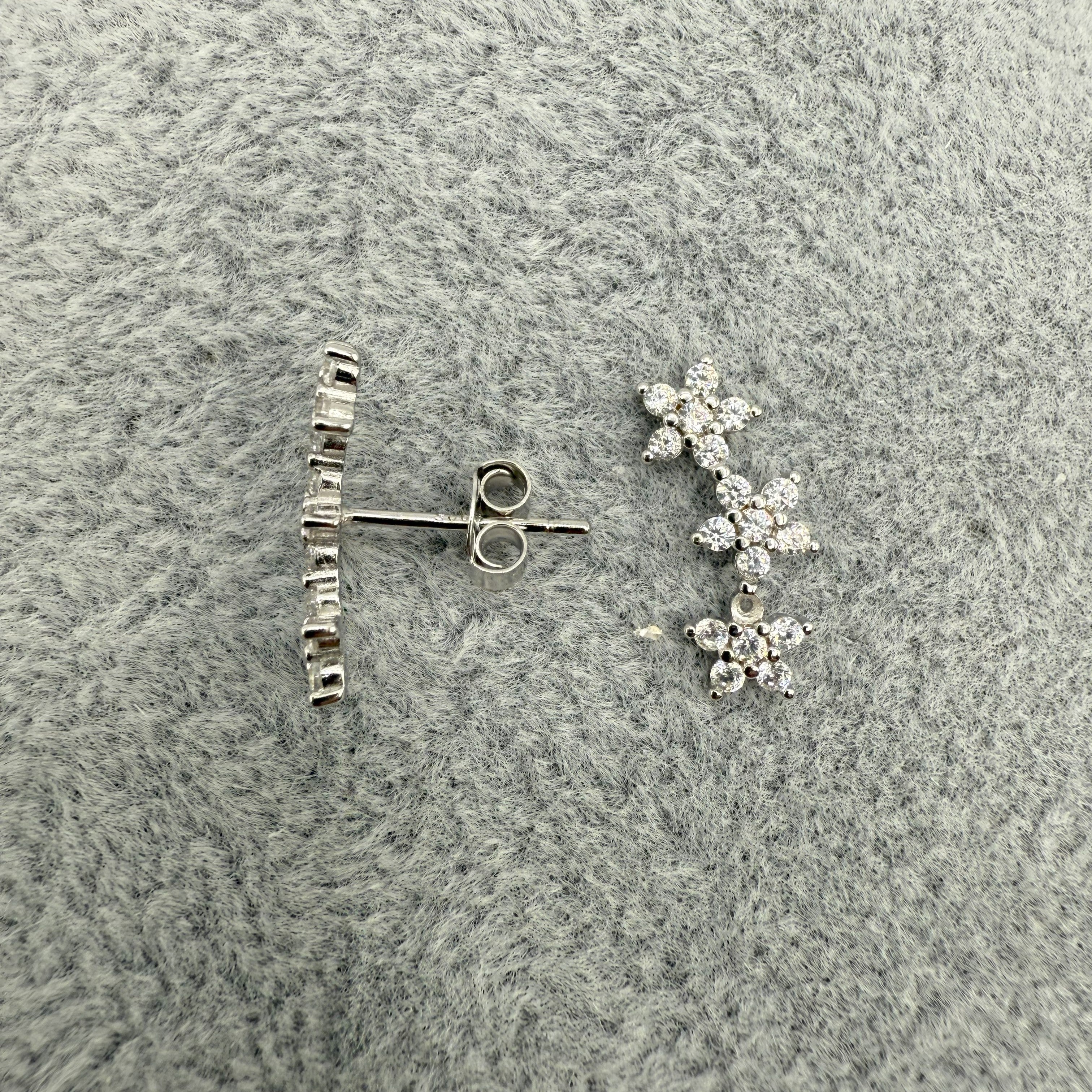 Orecchini in Argento925 Pendenti Con Fiorellini Zirconati Art.034/74