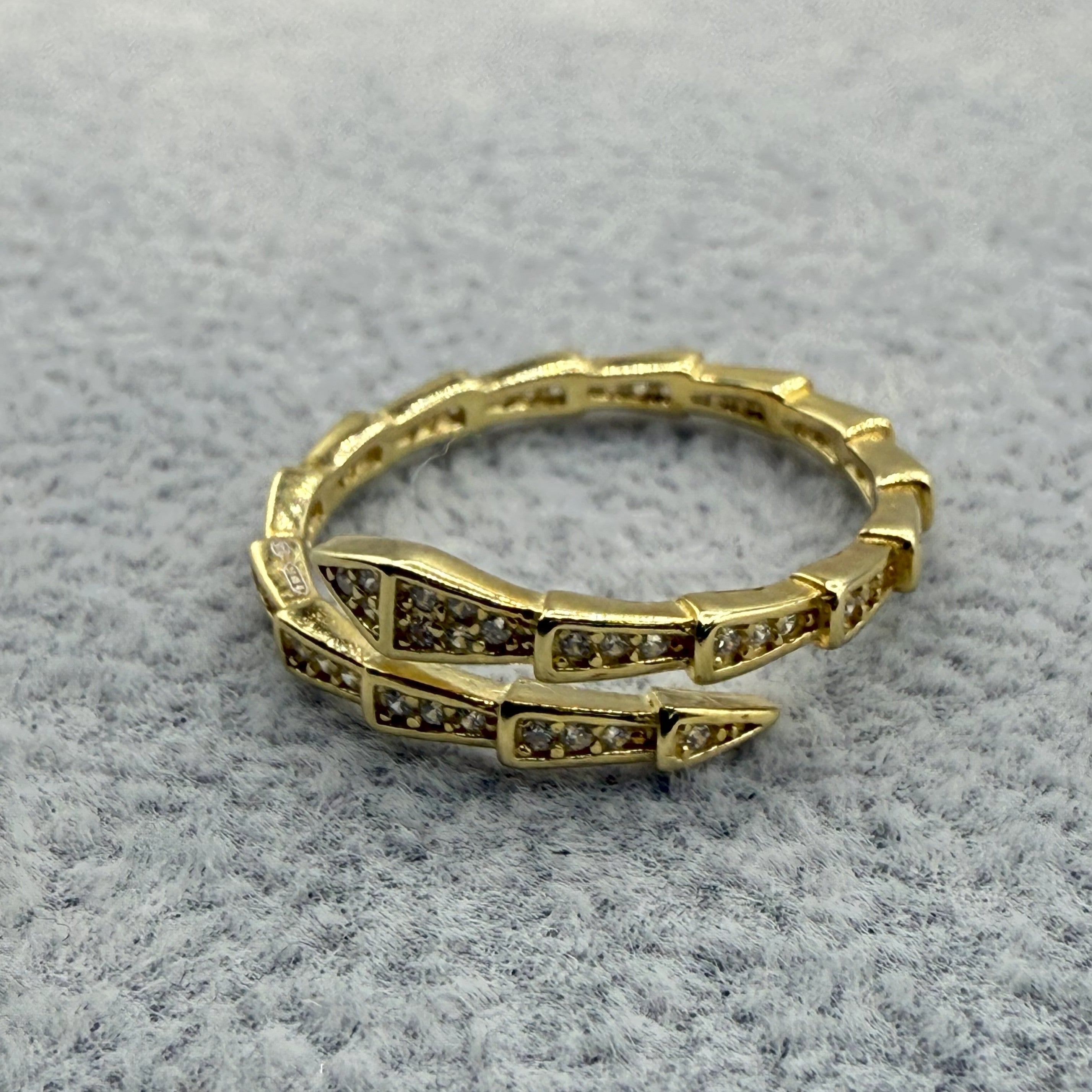 Anello Argento925 Dorato Fantasia Serpente Zirconato Art.A65/39