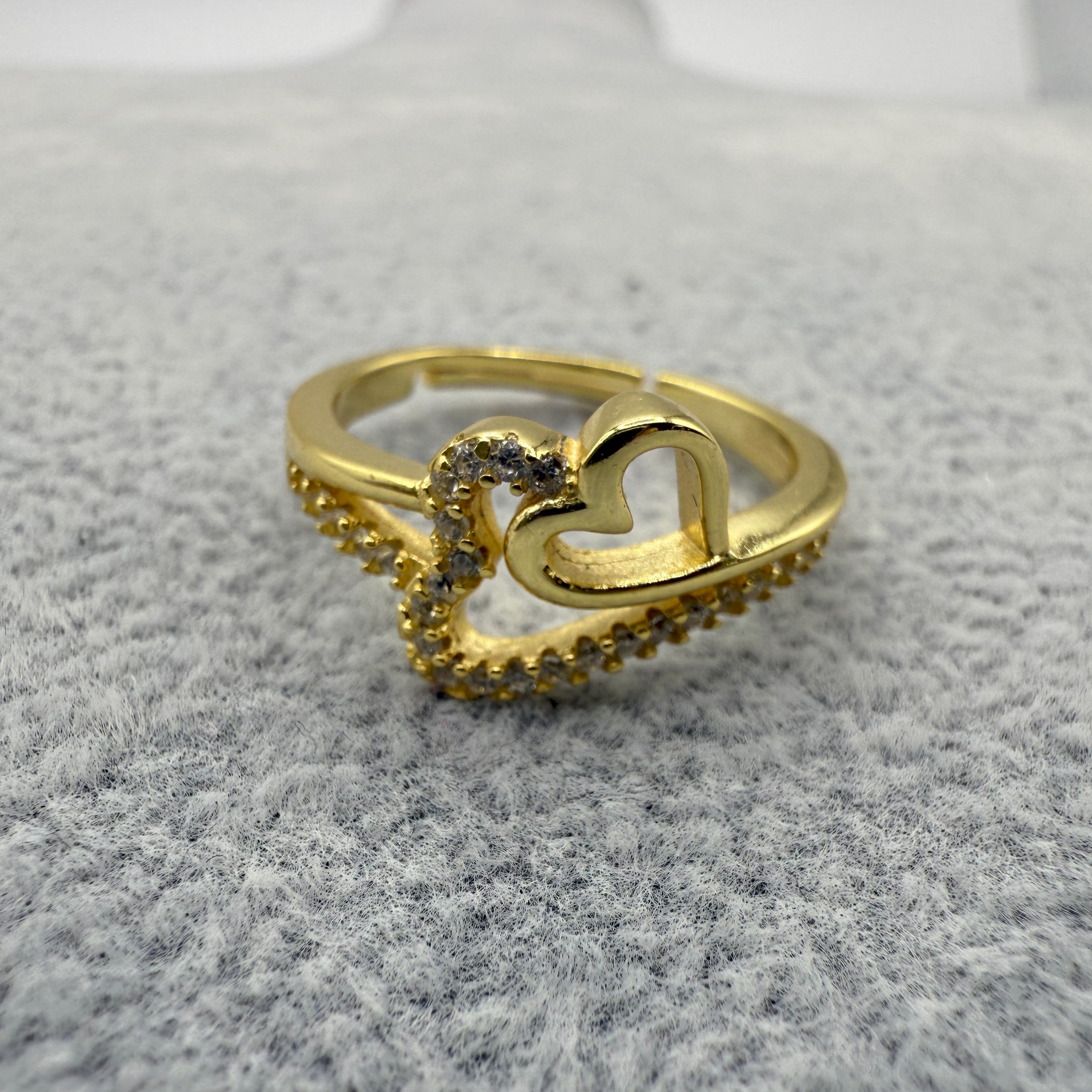 Anello Argento925 Dorato Con Cuori e Zirconi Art. 9461