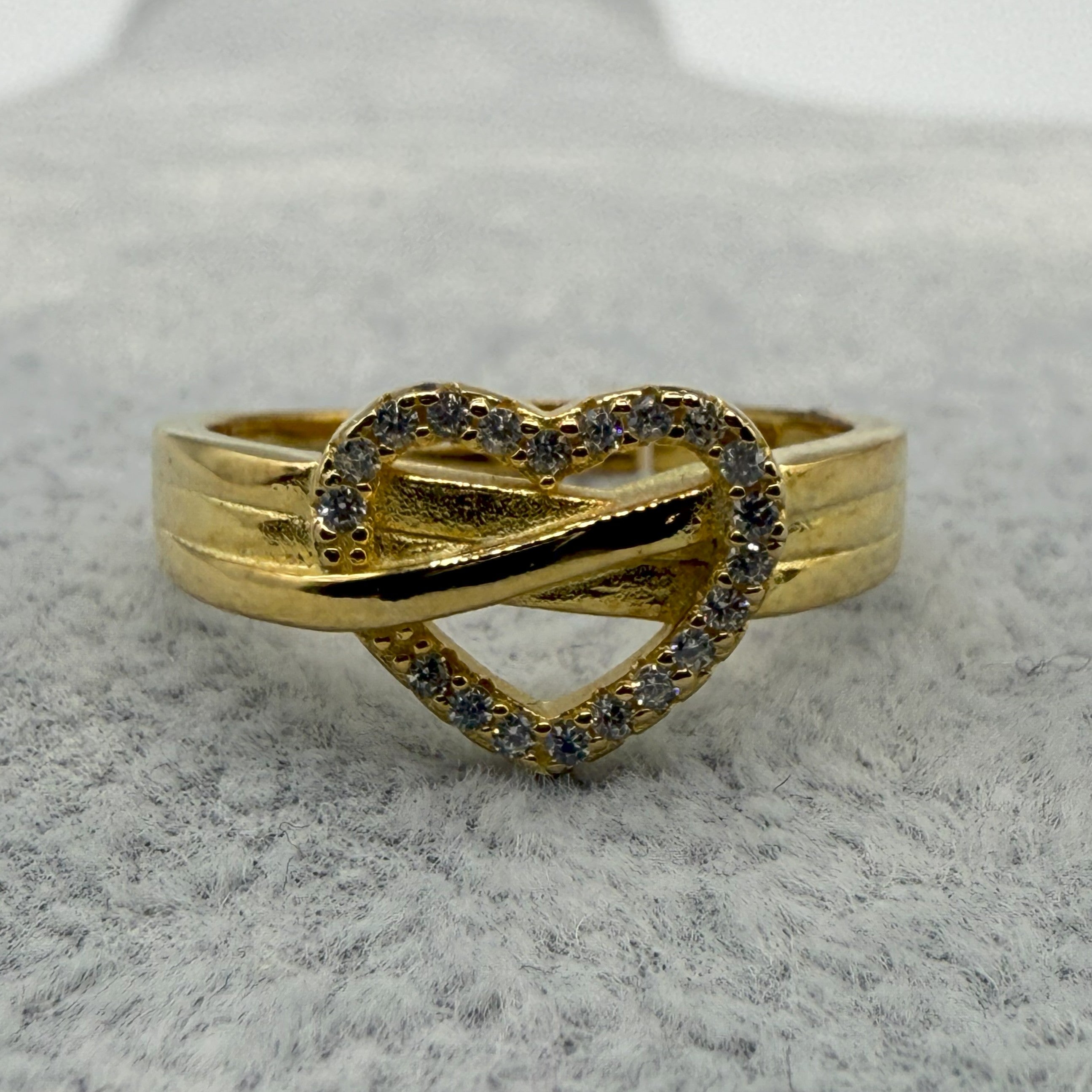 Anello Argento925 Dorato Con Cuore Centrale Con Zirconi Art. 7472