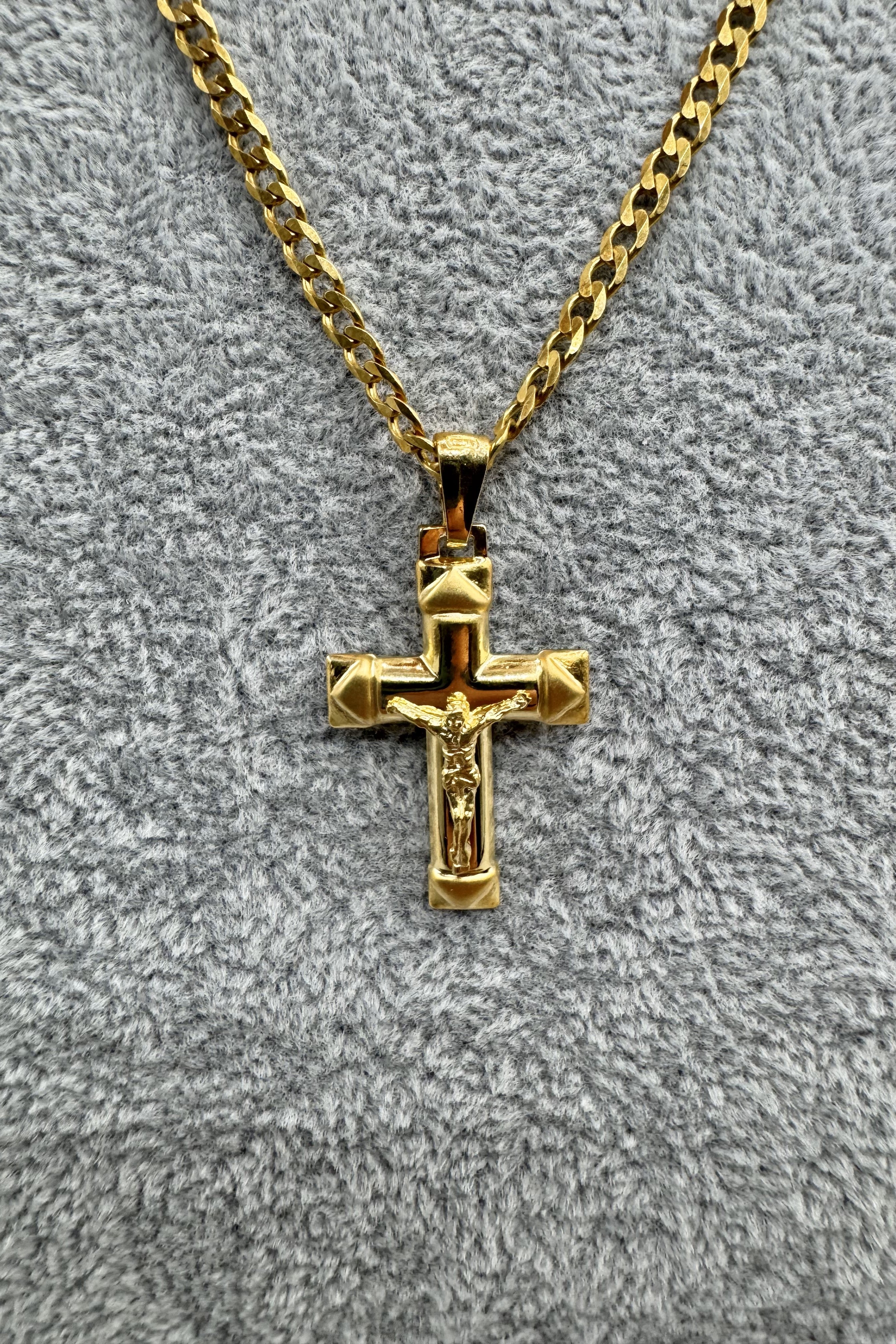 Collana Uomo Argento 925 In Maglia Con Crocifisso