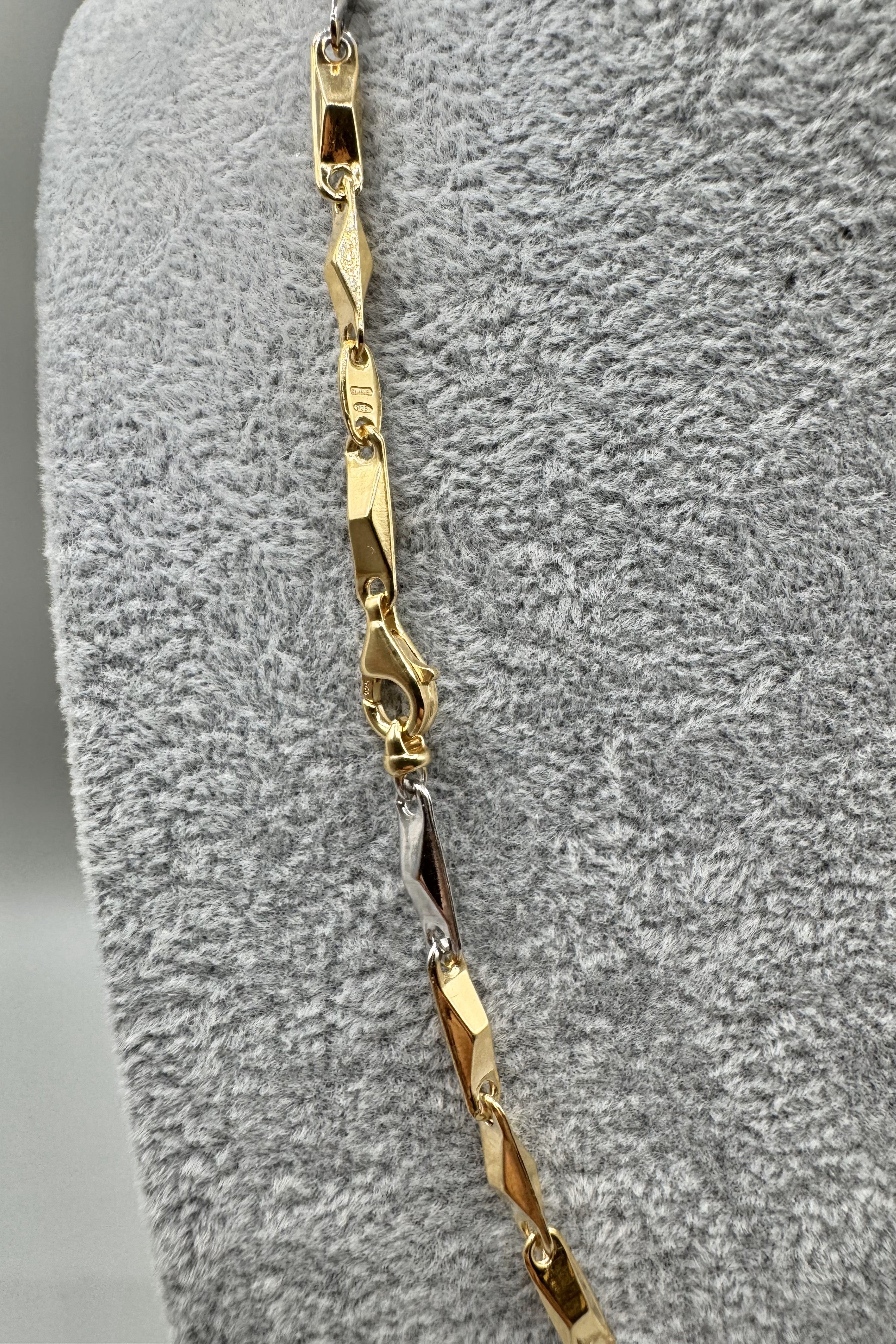 Collana Uomo Bicolore Fantasia Rombi Argento 925