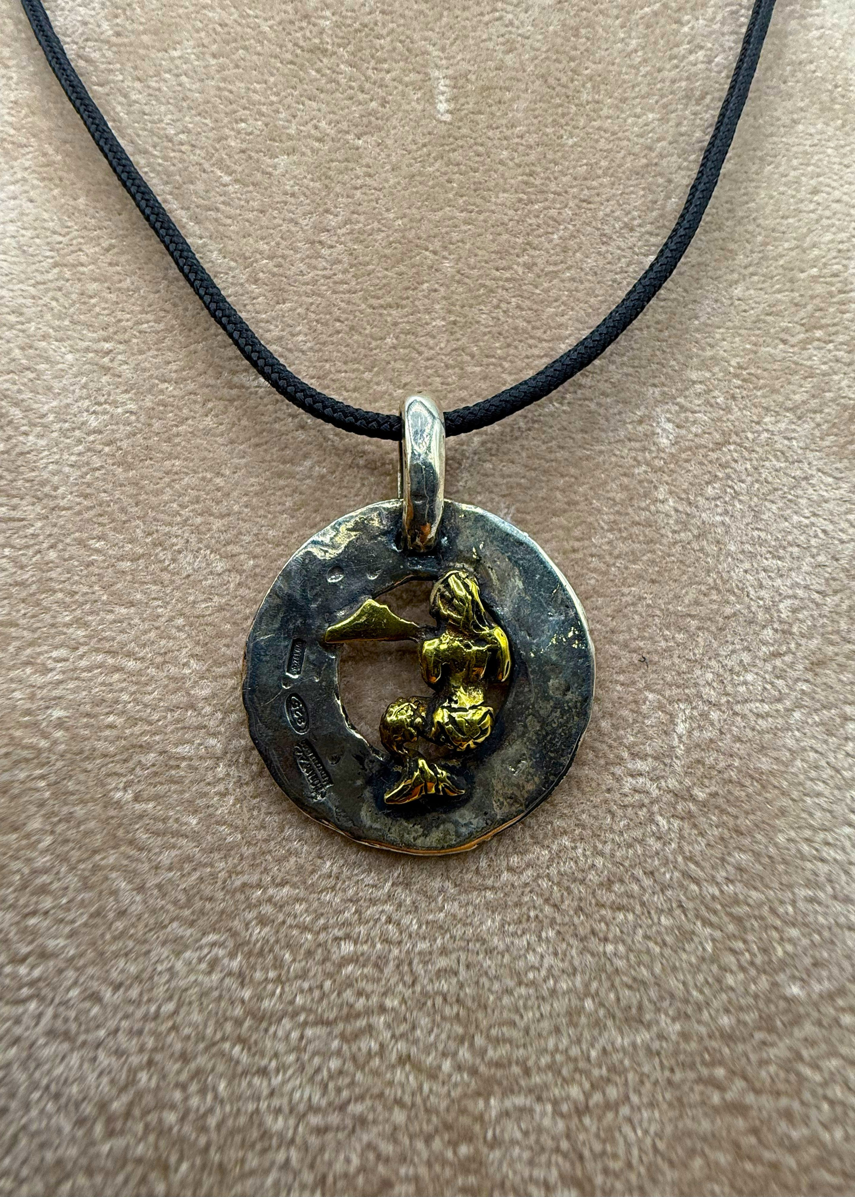 Collana In Argento 925 Partenope Con Vesuvio e Sirena C31