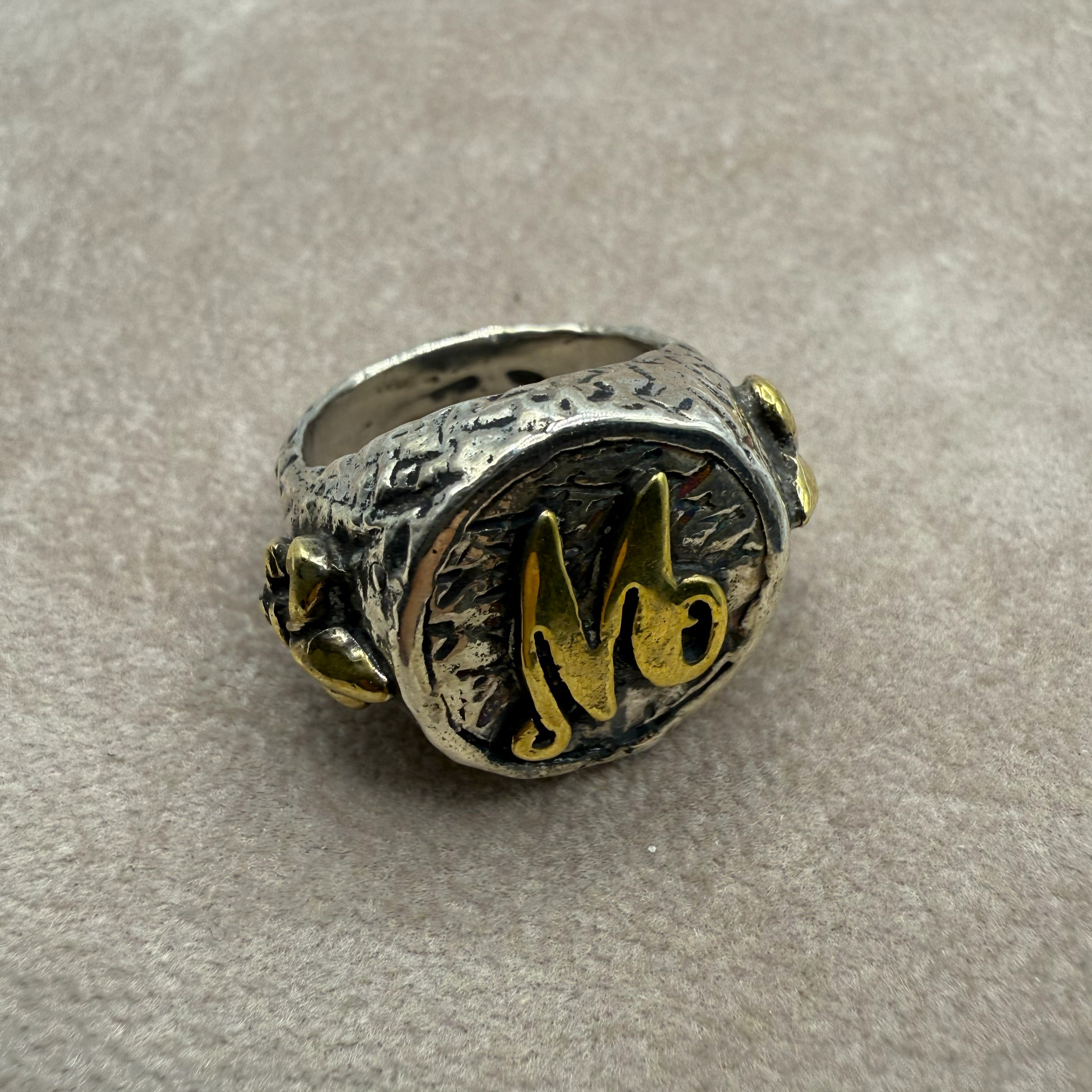 Anello In Argento 925 Battuto a Mano Con Lettera M A221