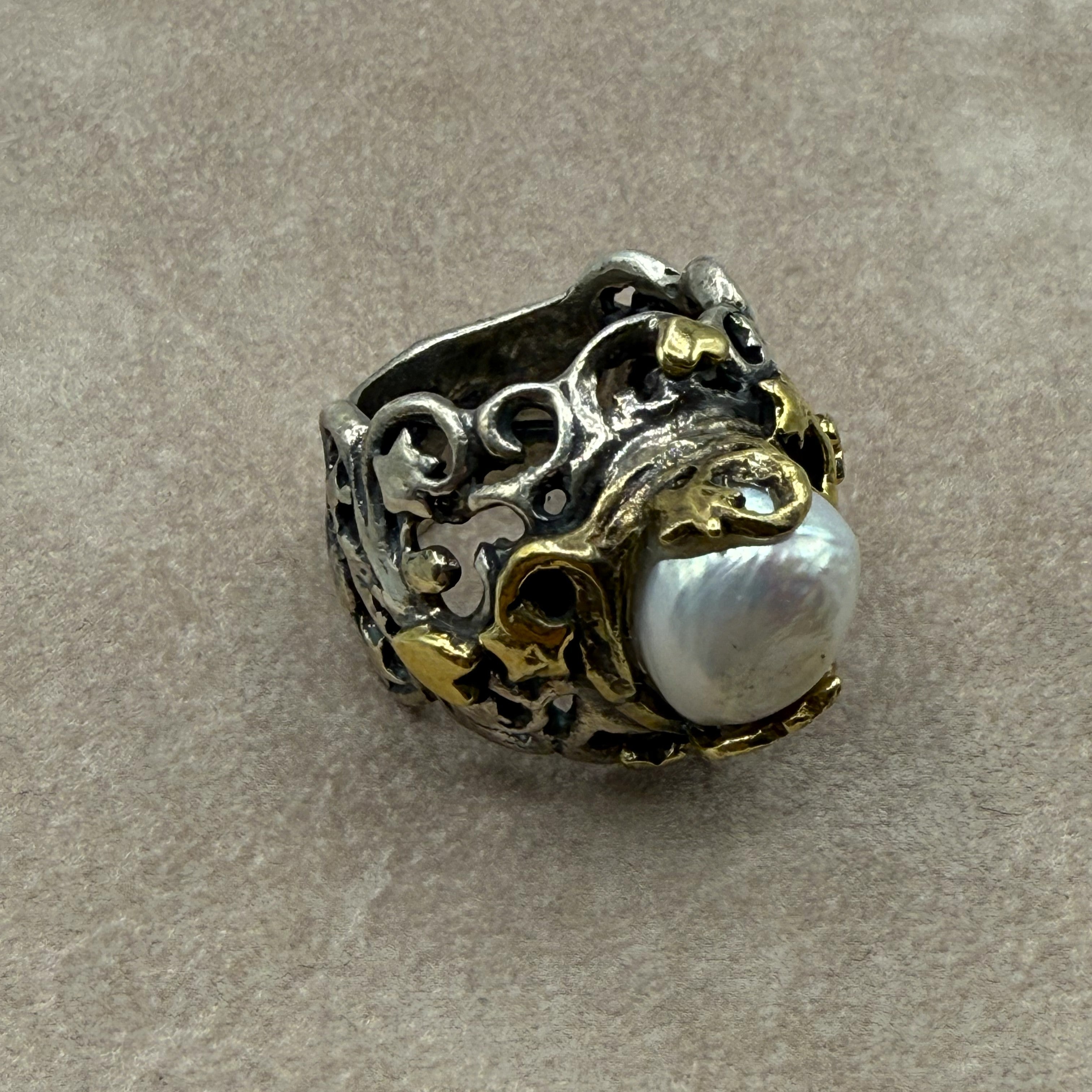 Anello In Argento 925 Con Perla Centrale A212