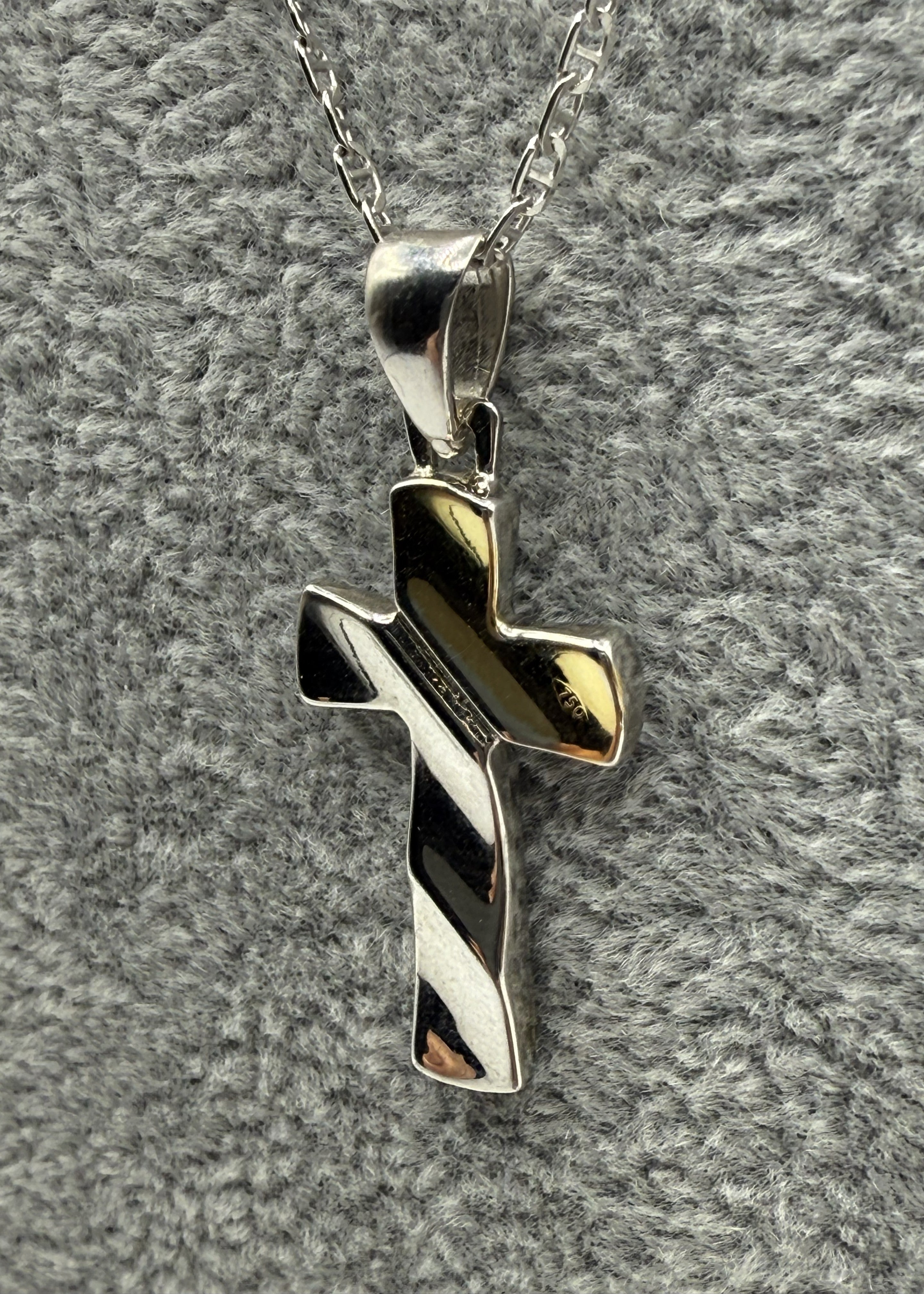 Collana Argento925 e Placcato Oro Con Ciondolo Crocifisso Art.PDUORO1005