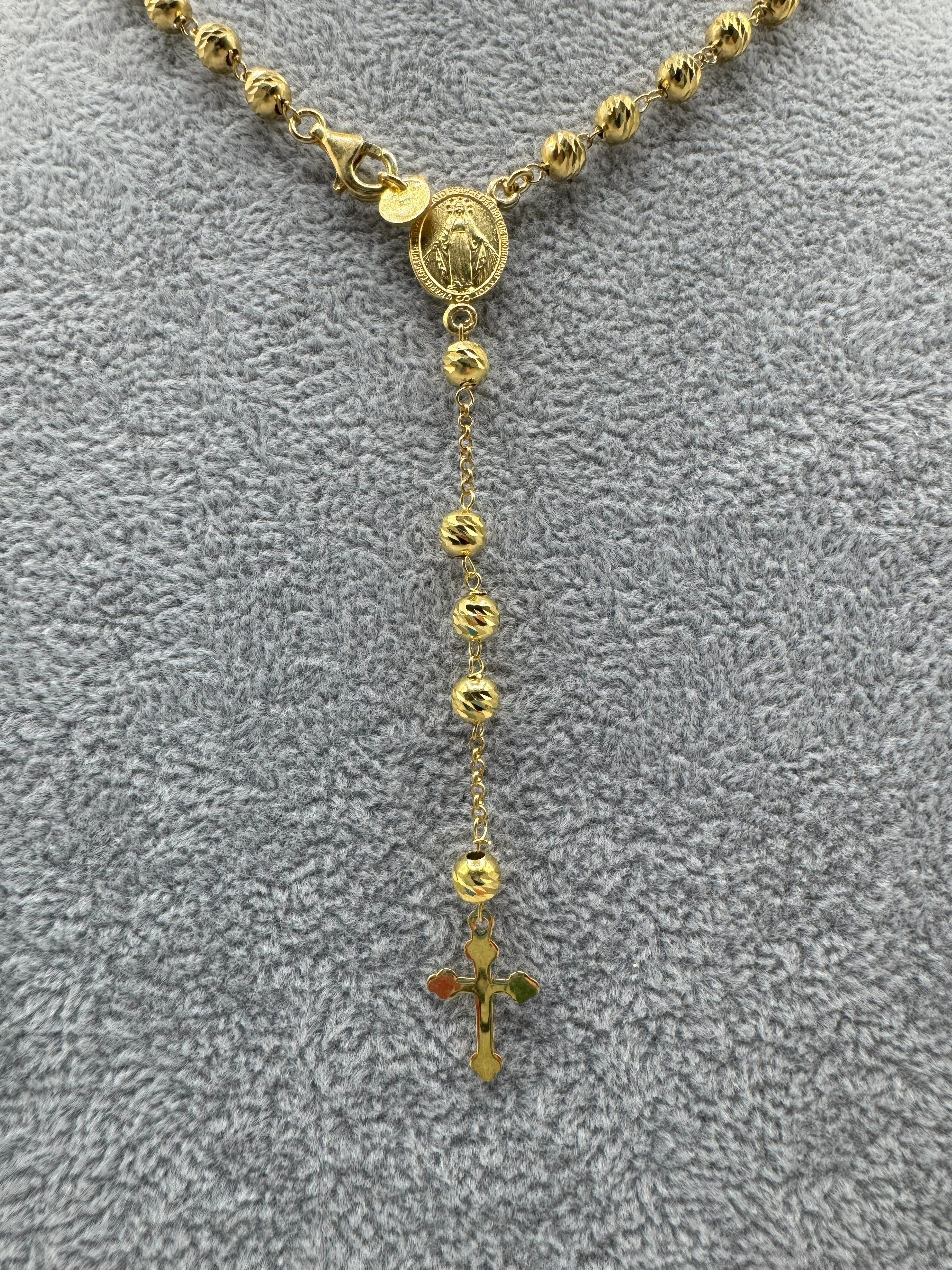 Collana Argento 925 Dorato Rosario Con Crocifisso e Madonnina