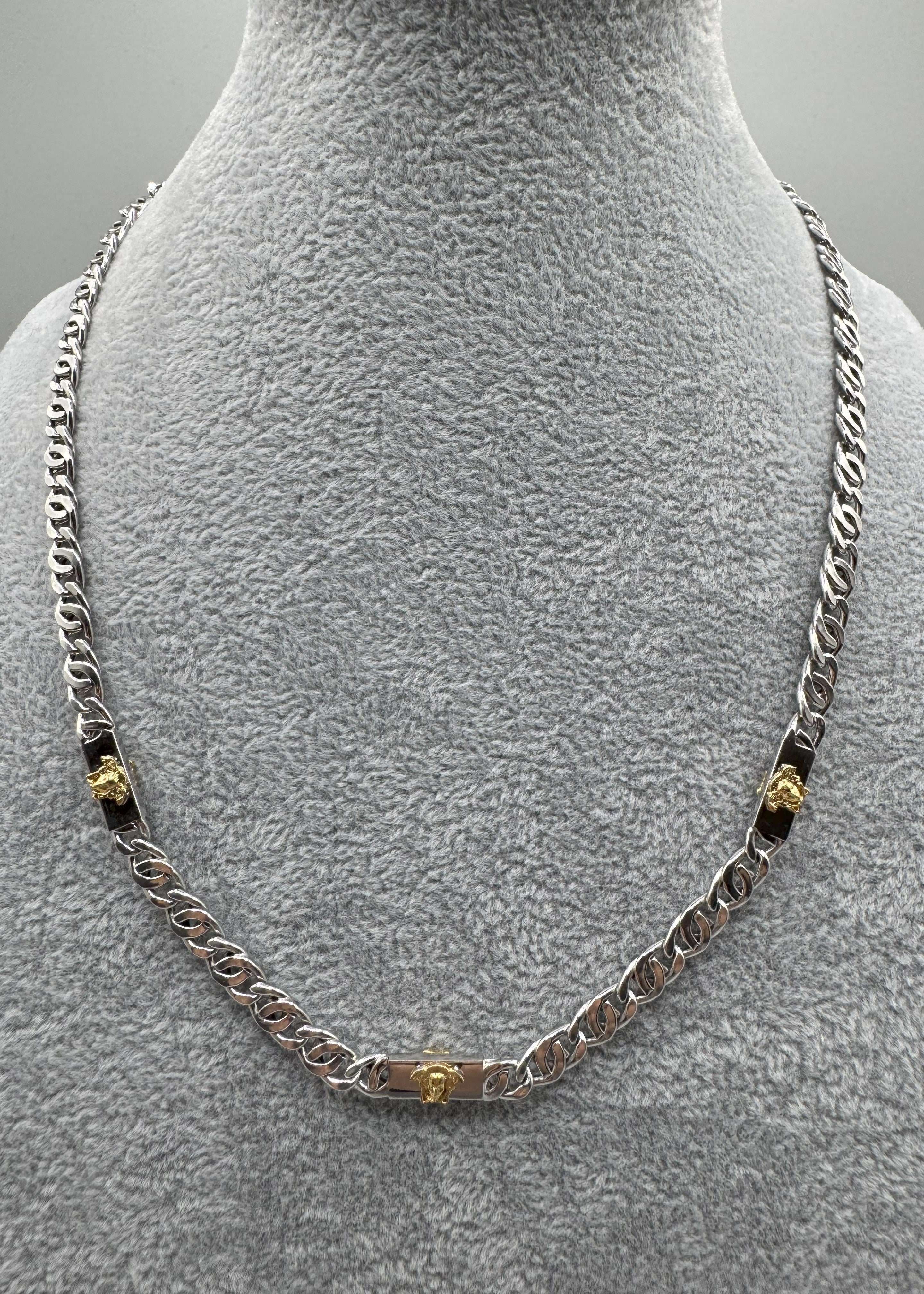 Collana Argento 925 Versace Con Anelli Battuti