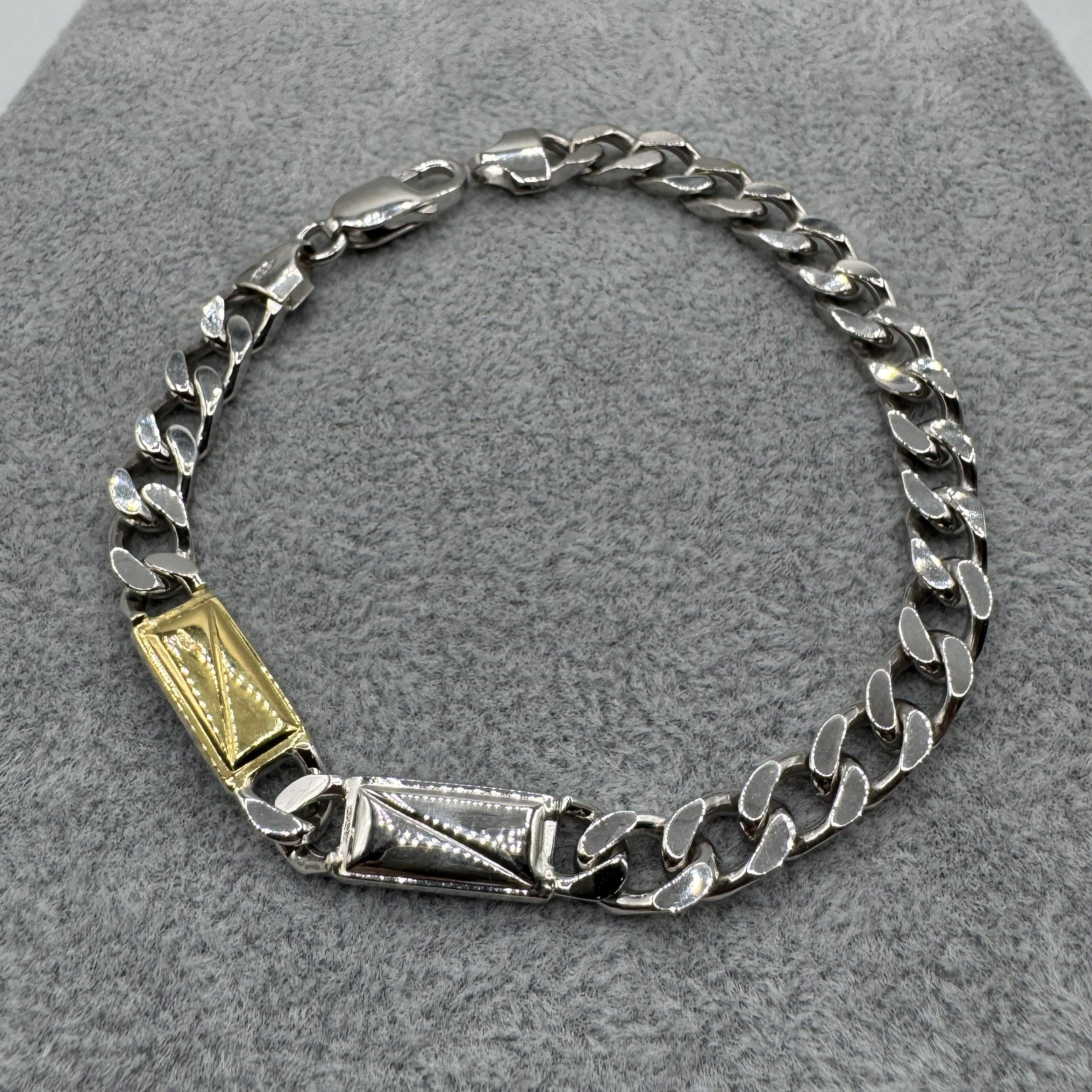 Bracciale Argento925 Placcato in Oro Maglia Cubana Art.BRUORO1006