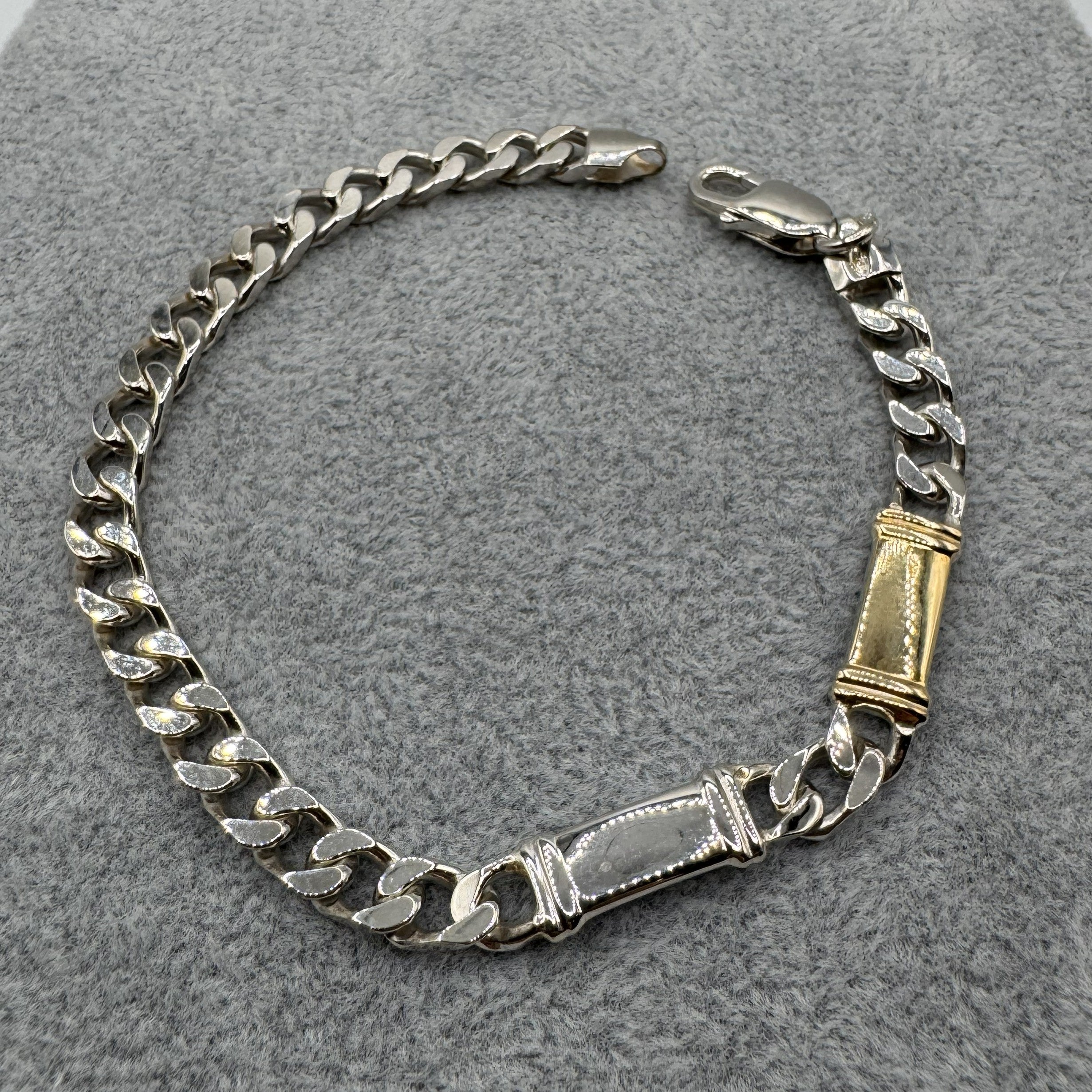 Bracciale Argento925 Placcato in Oro Maglia Cubana Art.BRUORO1007