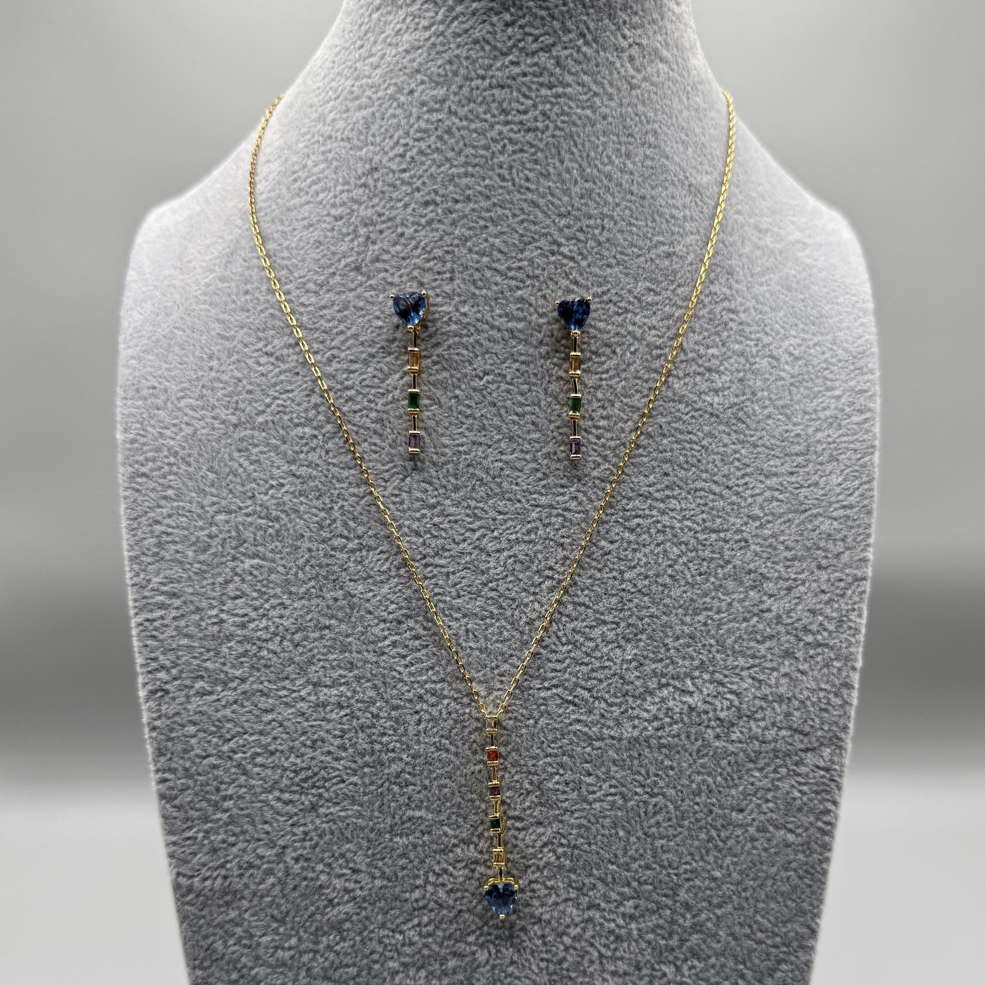 Completo Collana + Orecchini Cuore Pendente Argento925 Dorato