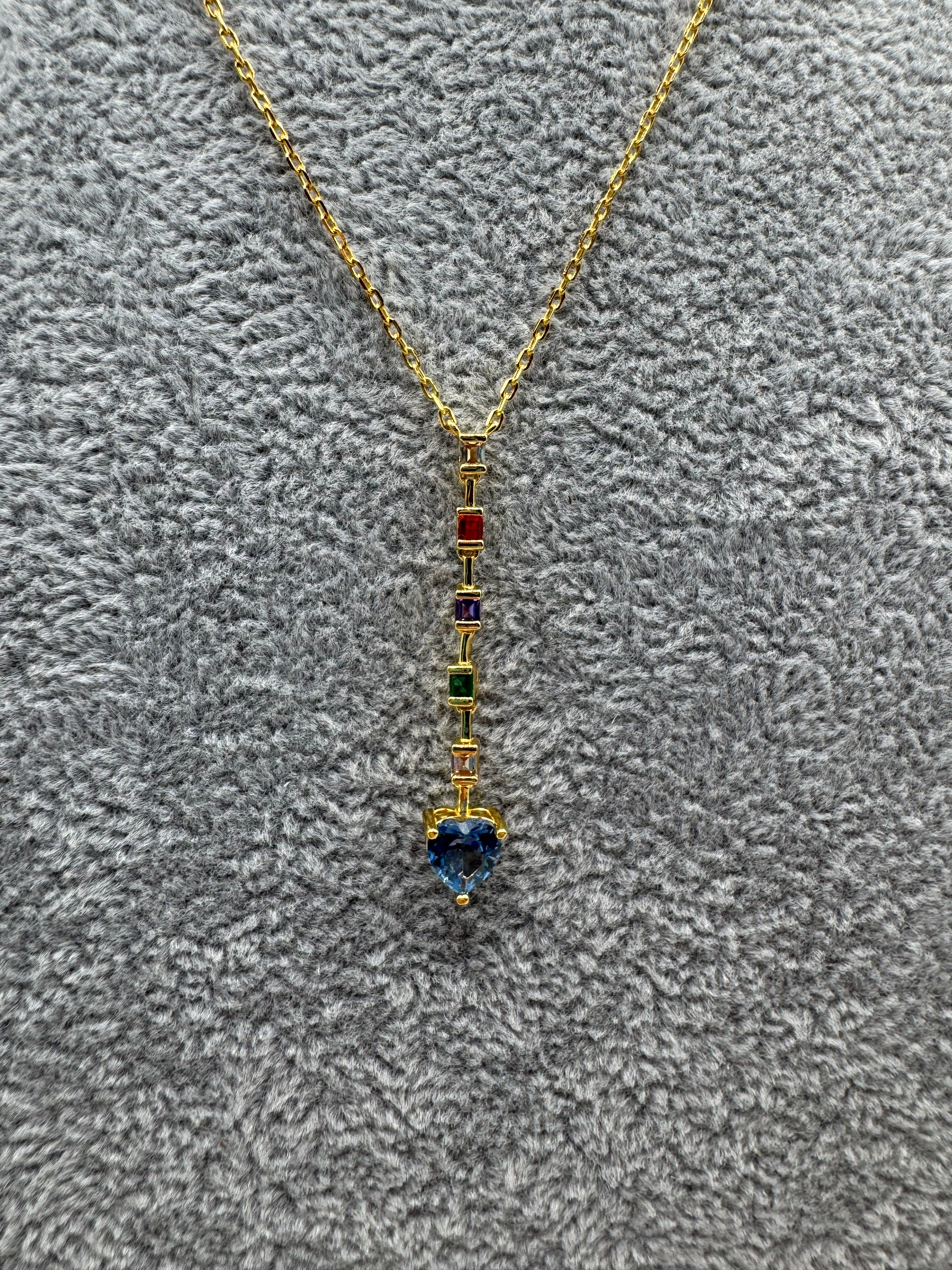 Collana Argento925 Dorato Con Cuore Pendente e Zirconi