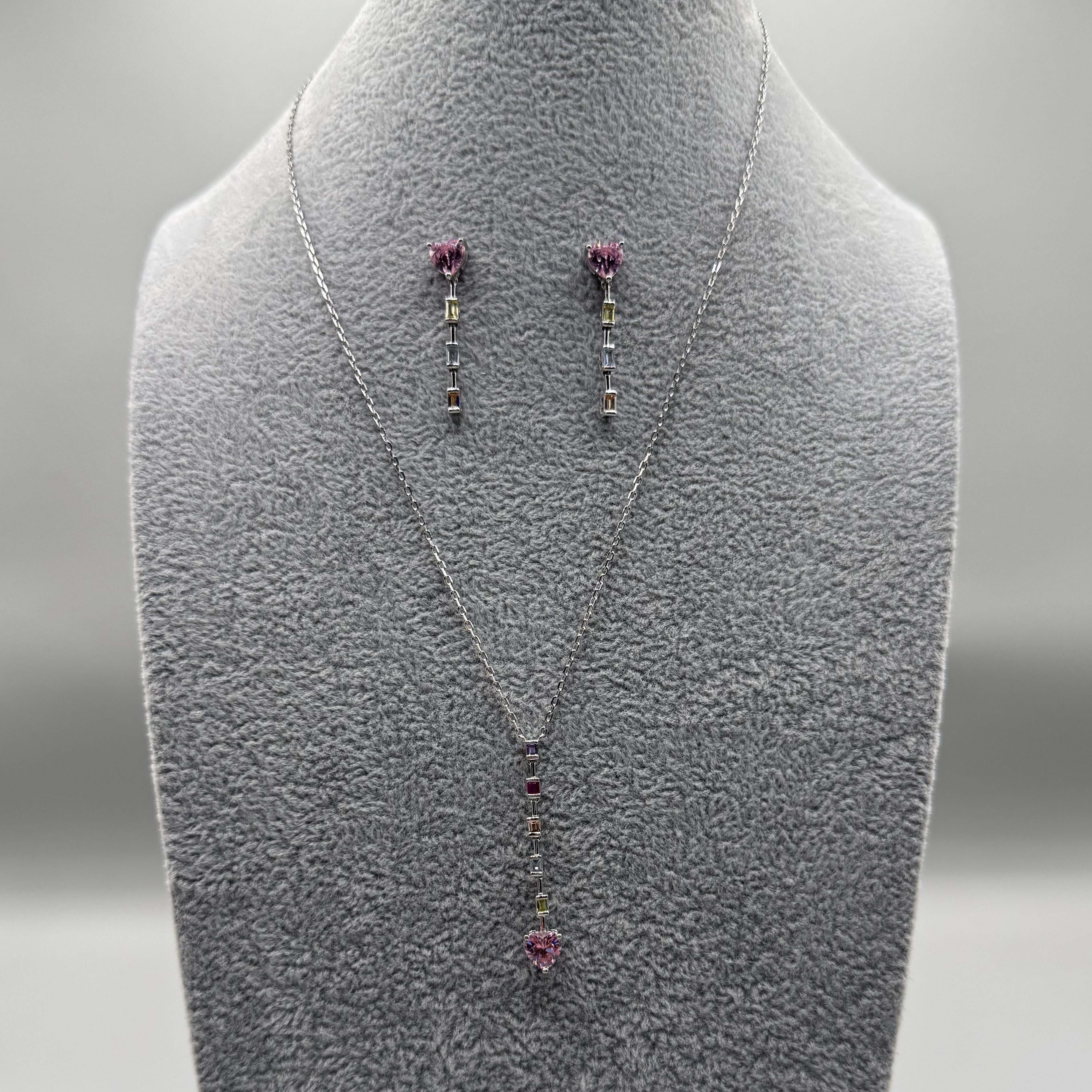 Completo Collana + Orecchini Cuore Pendente Argento925