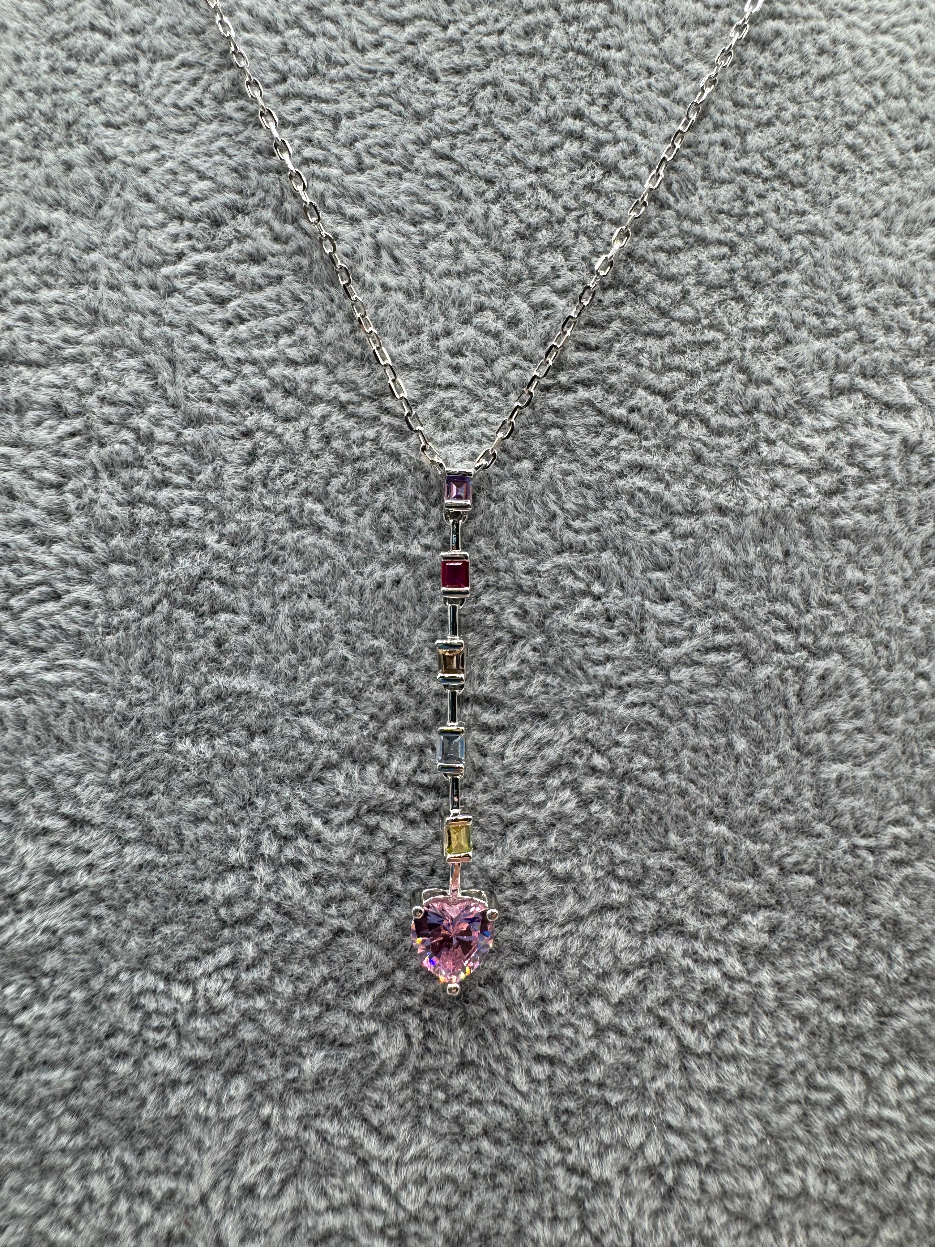 Collana Argento925 Con Cuore Pendente e Zirconi