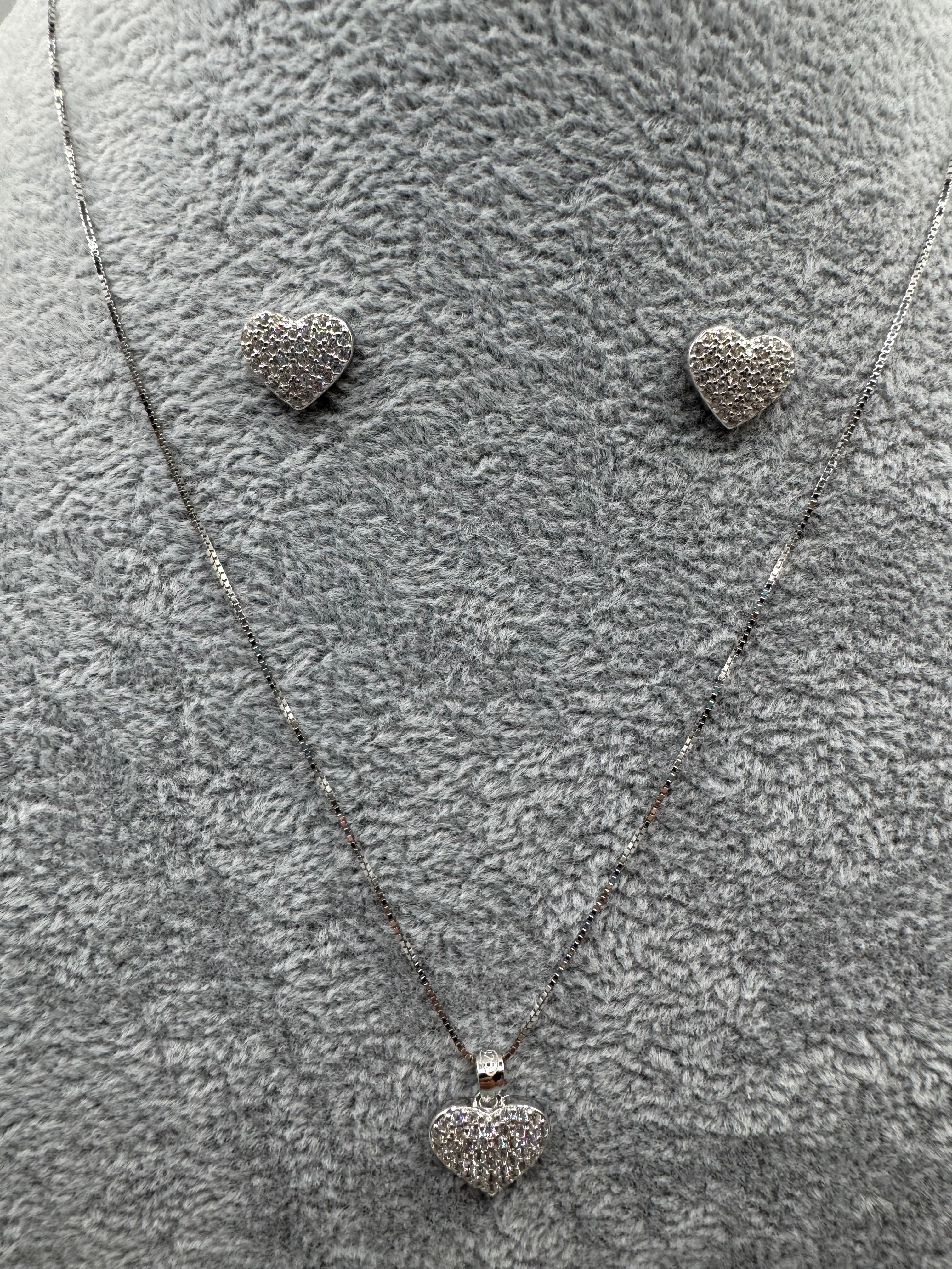 Completo Collana + Orecchini Fantasia Cuore Argento925