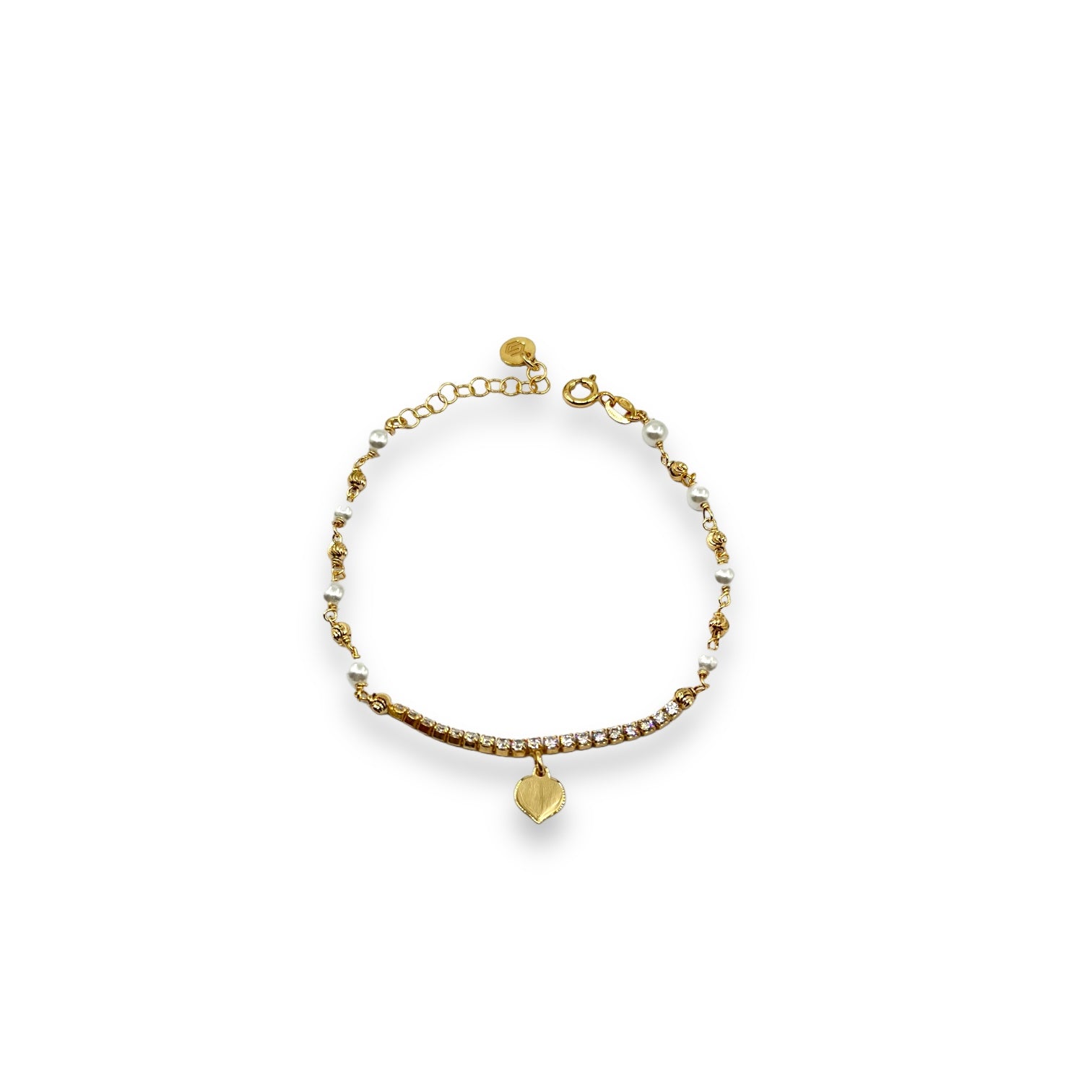 Bracciale Mezzo Tennis Con Perline e Cuore Pendente Art.BR106