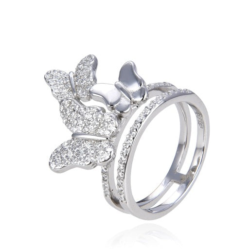 Anello Argento925 Con Zirconi Fantasia a Farfalle Art.2933-W