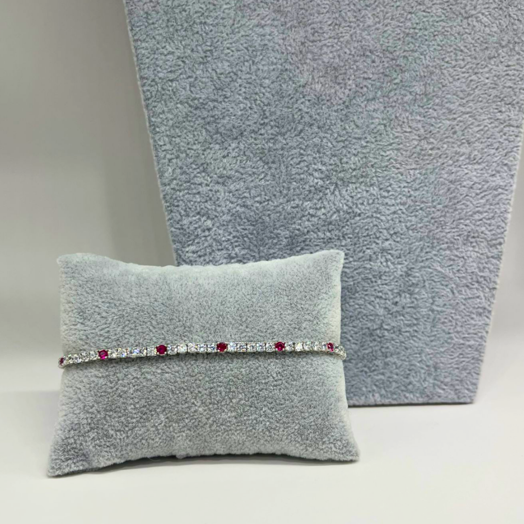 Bracciale Tennis Bianco e Rosa