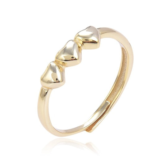 Anello Argento925 Dorato Con 3 Cuoricini Art.7257-G