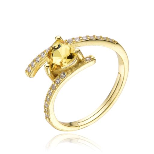 Anello Argento925 Dorato Con Zircone Centrale Art.7746-SF