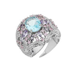 Anello Argento925 Con Zircone Centrale Azzurro Art.7915-C1
