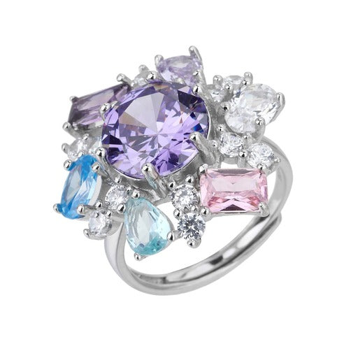 Anello Argento925 Con Zirconi Motivo a Fiore Art.7916-C2