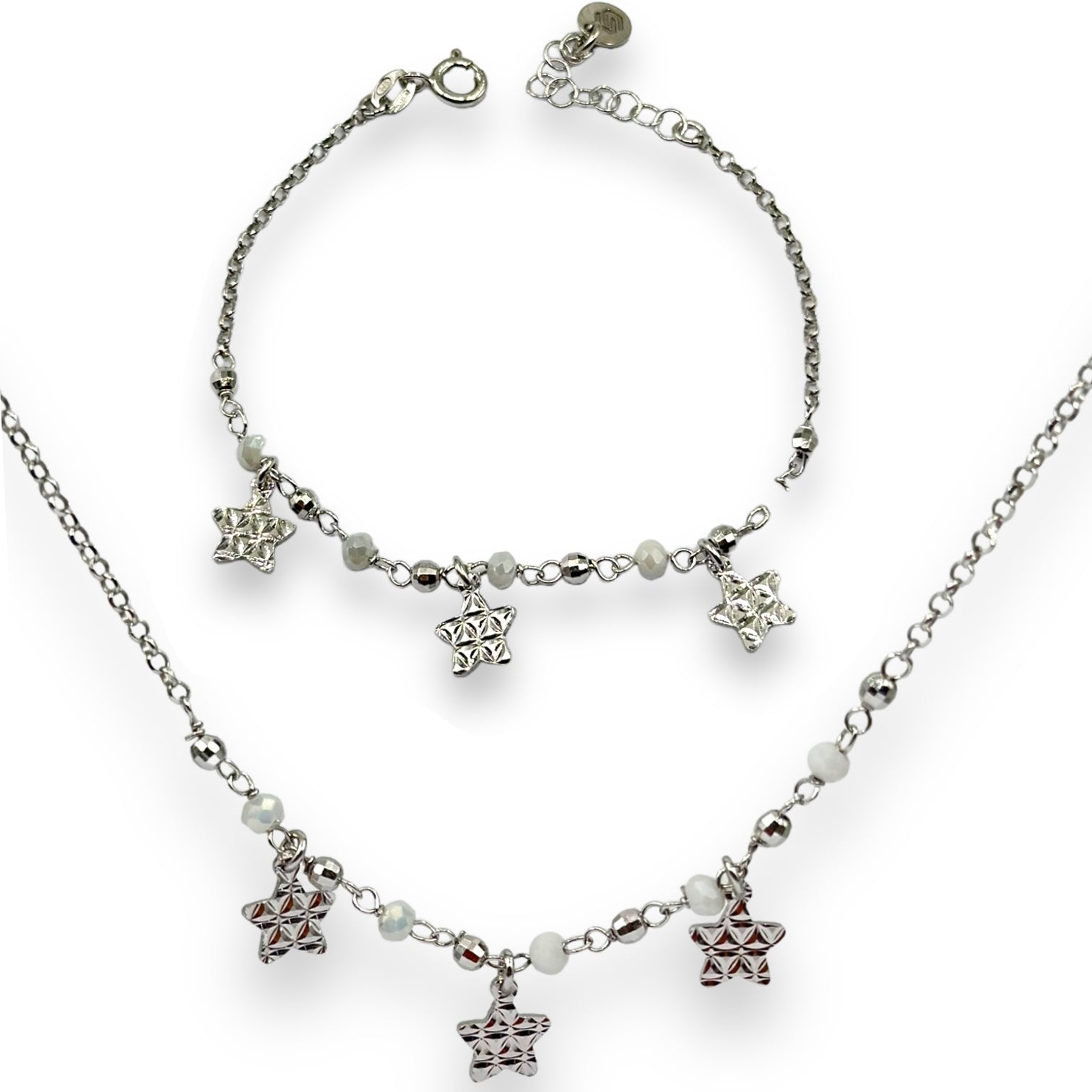 Completo Collana + Bracciale Con Stelle e Perline Sfaccettate BR86-CL37