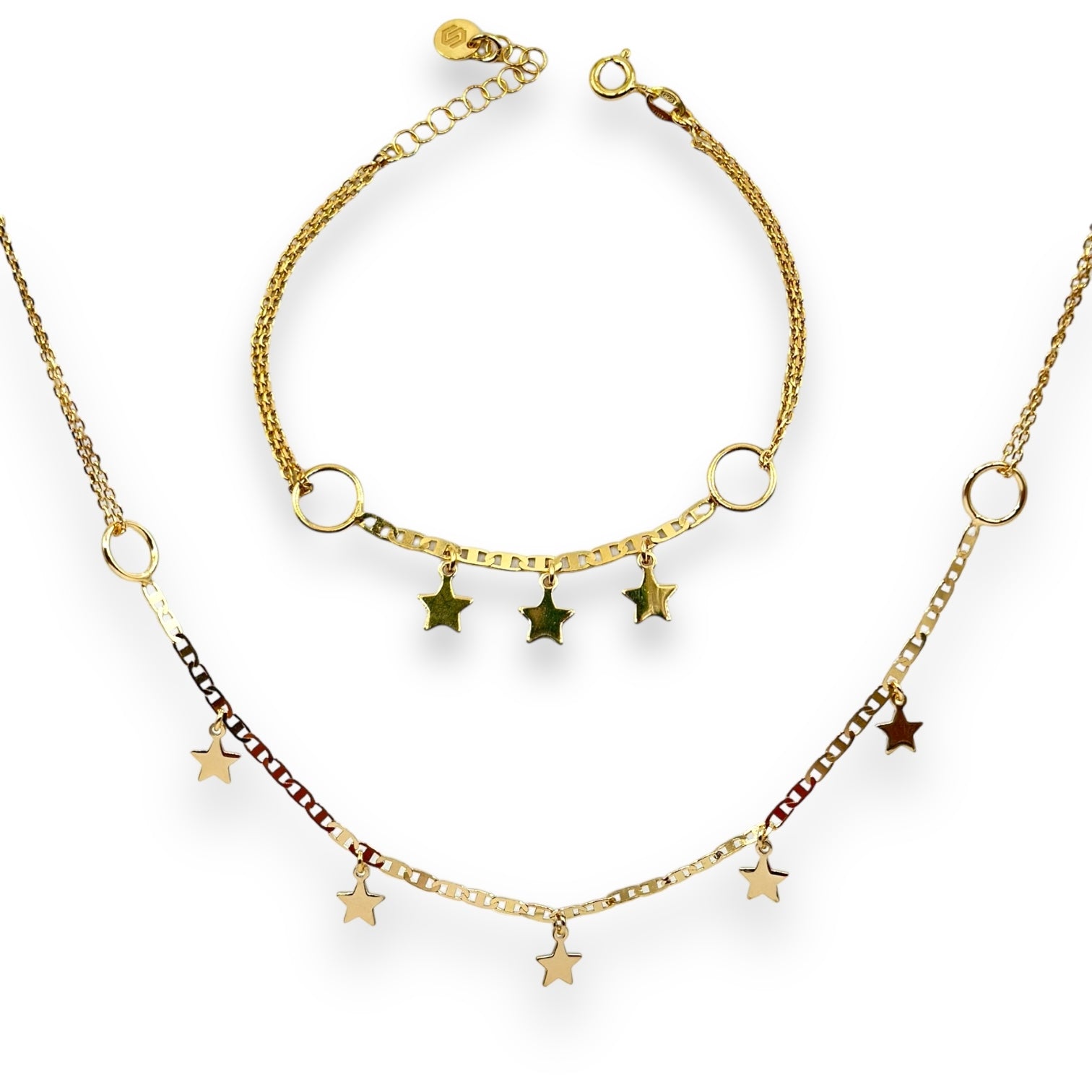 Completo Collana + Bracciale Con 3 Stelle Pendenti Art.CL24+BR43