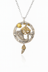 Collana In Argento 925 Partenope Con Vesuvio Sole Mare e Corno Scaramantico C98