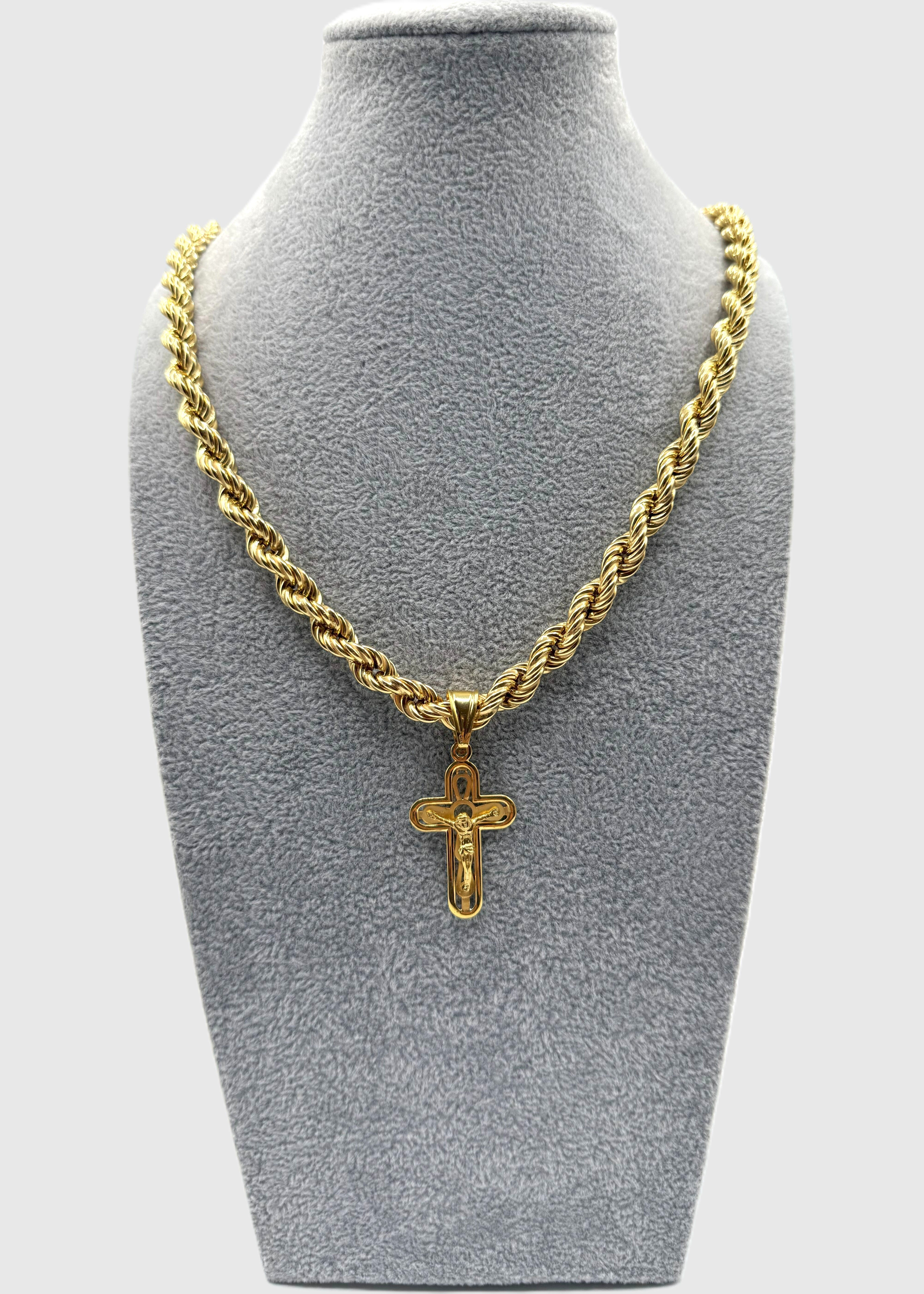 Collana Funetta 8mm Con Ciondolo Crocifisso Argento 925