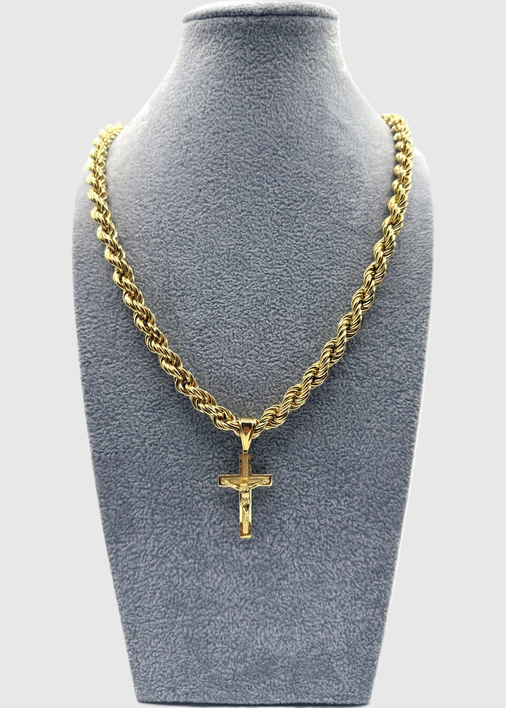 Collana Funetta 8mm Con Ciondolo Crocifisso Argento 925