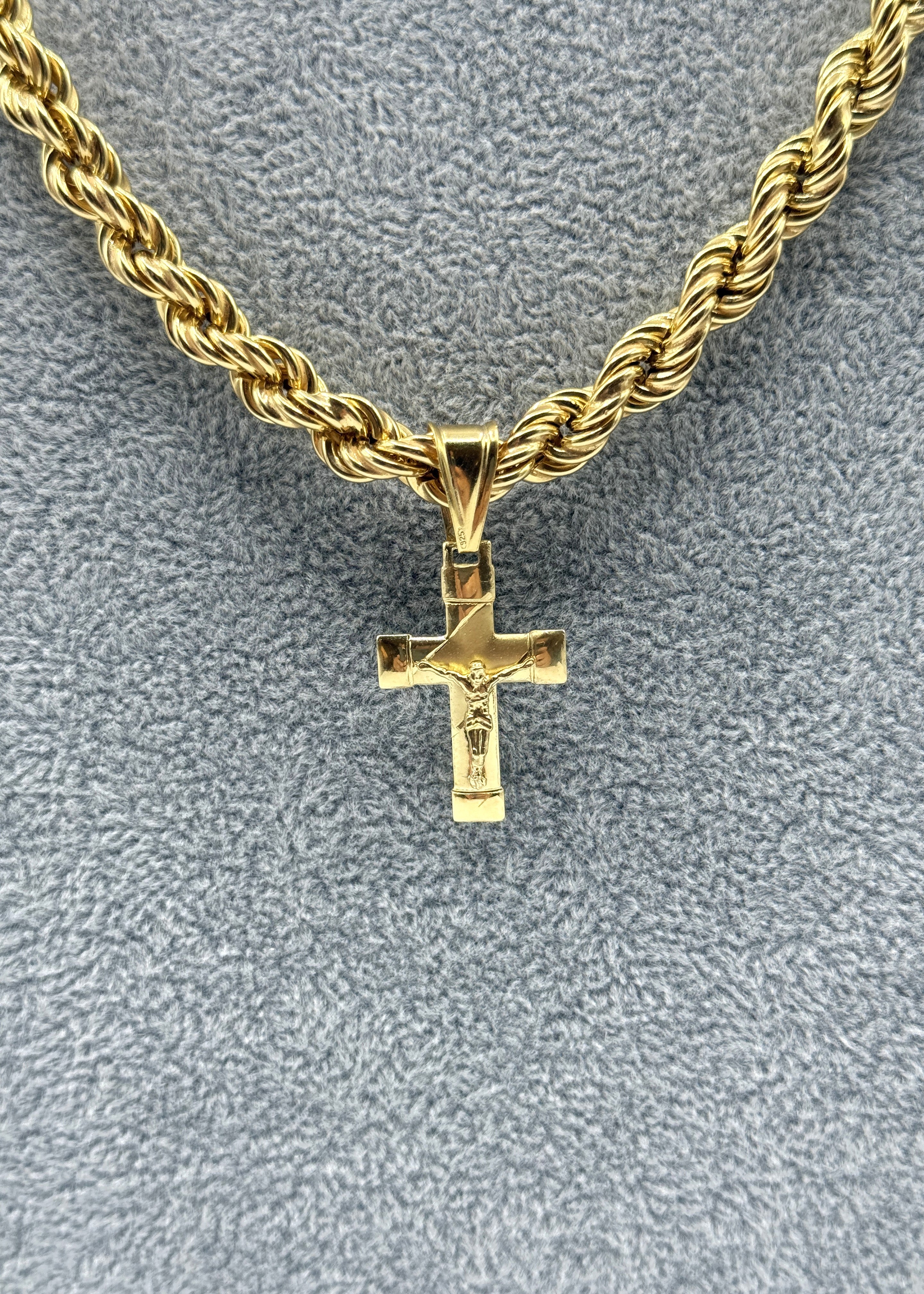 Collana Funetta 8mm Con Ciondolo Crocifisso Argento 925