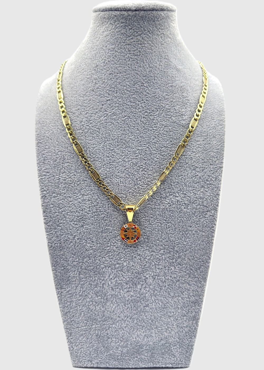 Collana Uomo 3+1  Con Ciondolo Rosa Dei Venti Argento 925