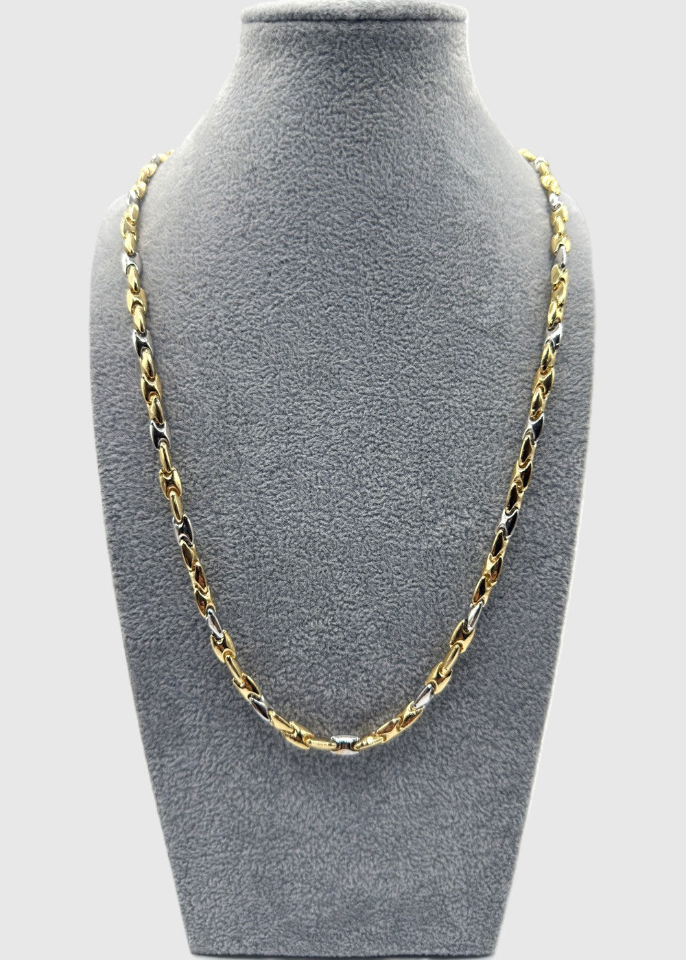 Collana Uomo Bicolore  5 mm Con Ciondolo Crocifisso Argento 925