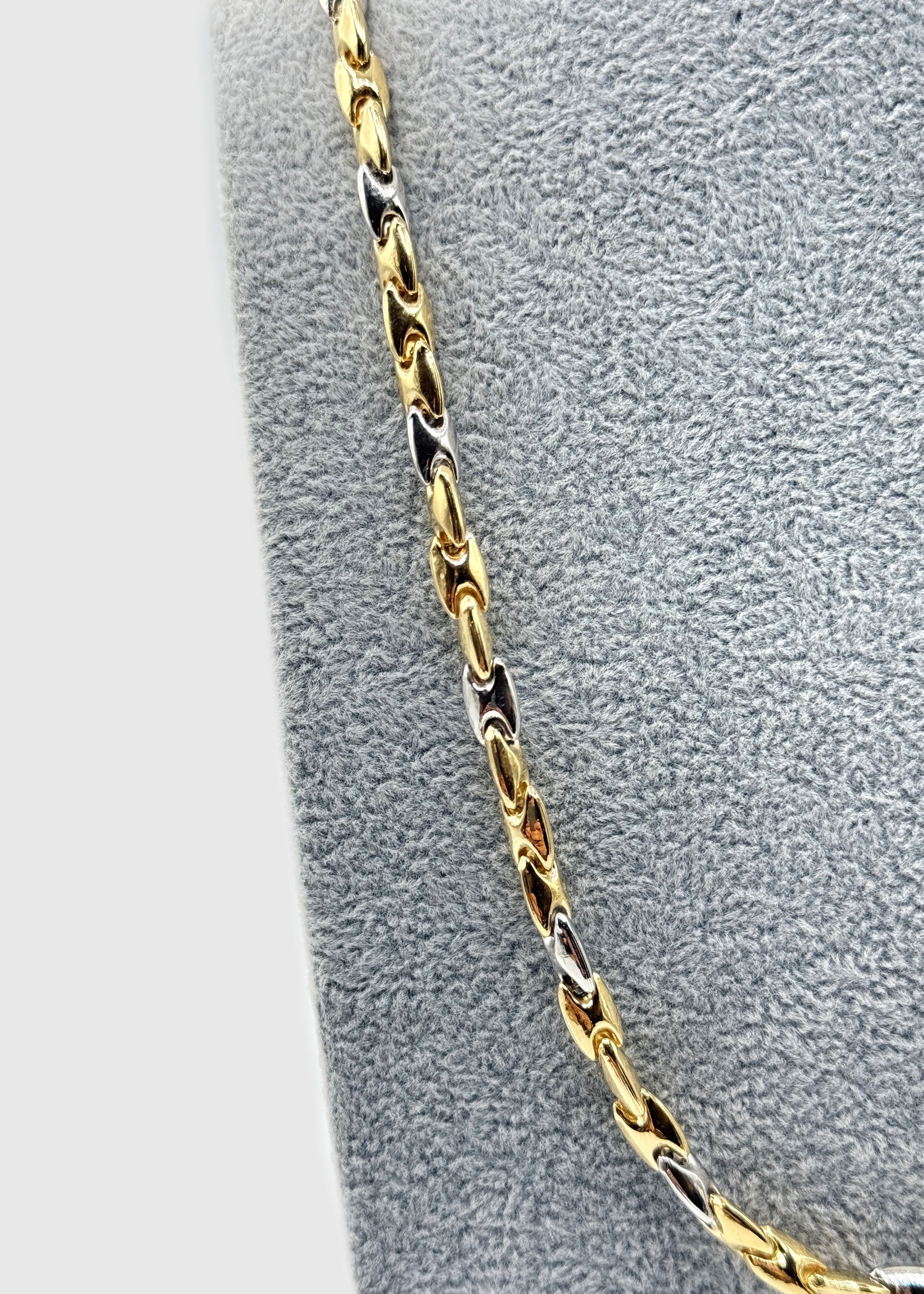 Collana Uomo Bicolore  5 mm Con Ciondolo Crocifisso Argento 925