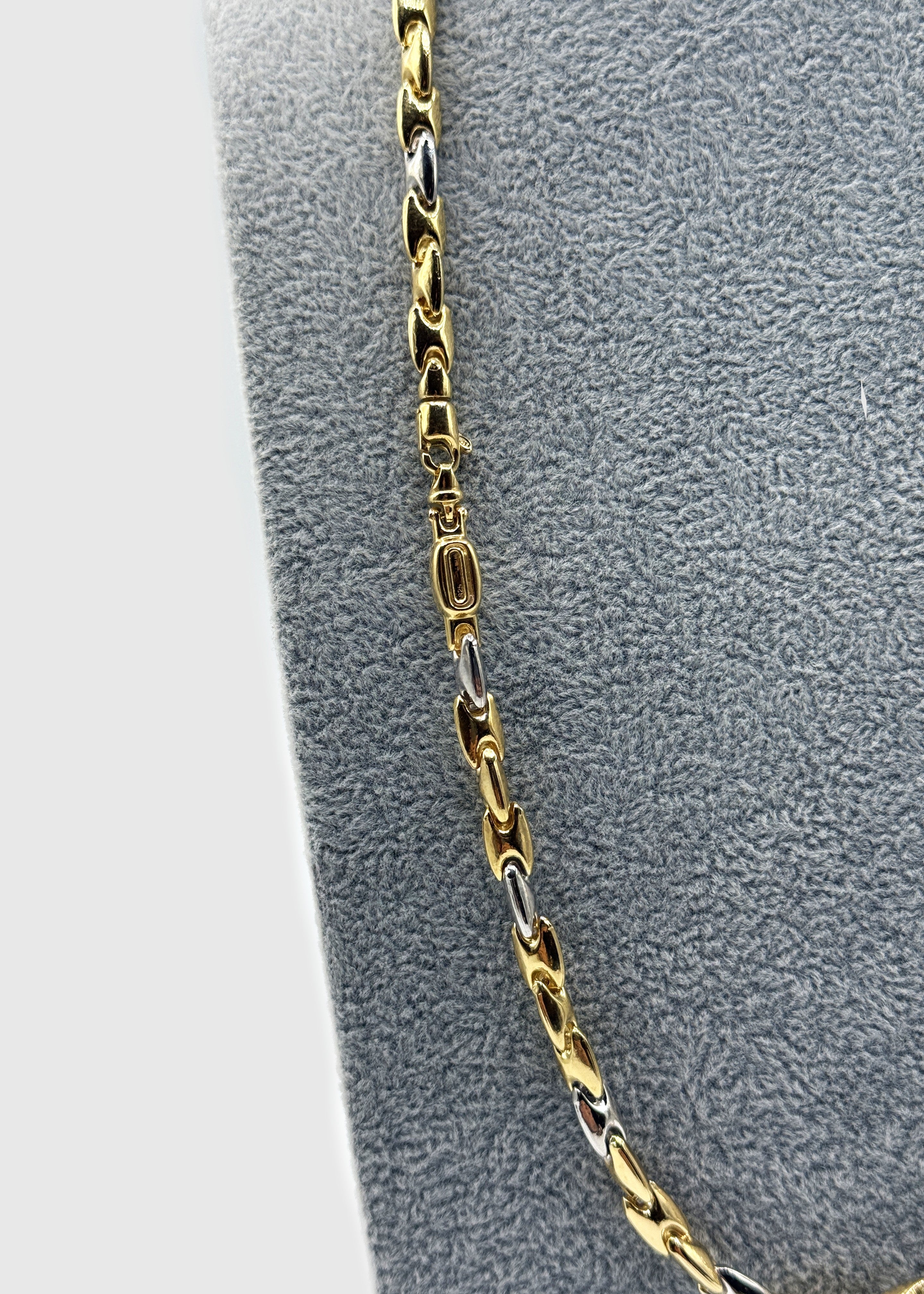Collana Uomo Bicolore  5 mm Con Ciondolo Crocifisso Argento 925