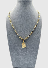 Collana Uomo Bicolore  5 mm Con Ciondolo Padre Pio Argento 925