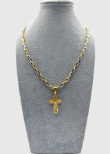 Collana Uomo Bicolore  5 mm Con Ciondolo Crocifisso Argento 925