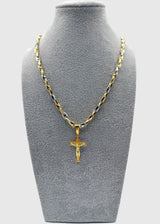 Collana Uomo Bicolore  5 mm Con Ciondolo Crocifisso Argento 925