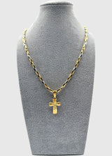 Collana Uomo Bicolore  5 mm Con Ciondolo Crocifisso Argento 925