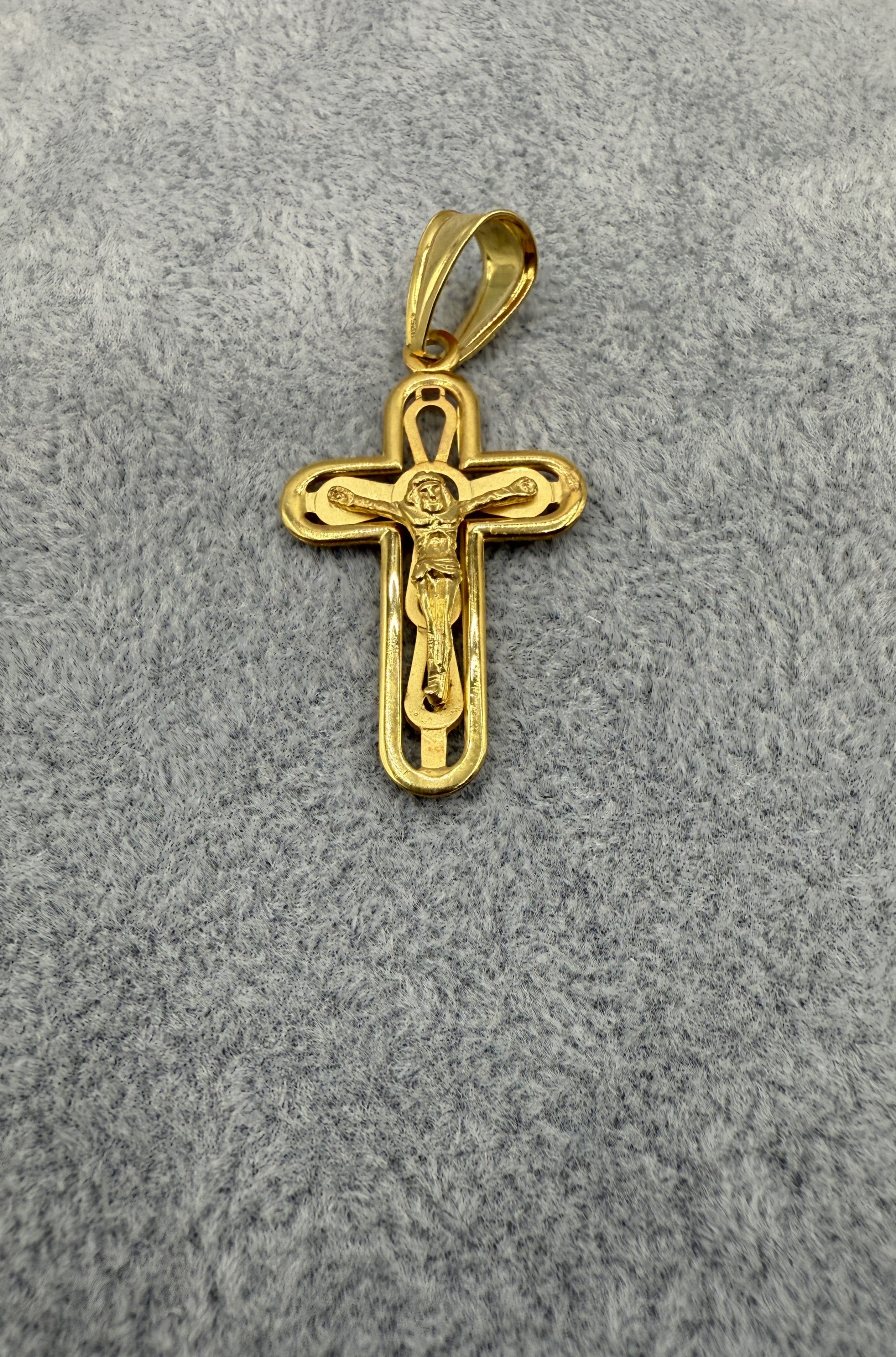 Collana Uomo Bicolore  5 mm Con Ciondolo Crocifisso Argento 925