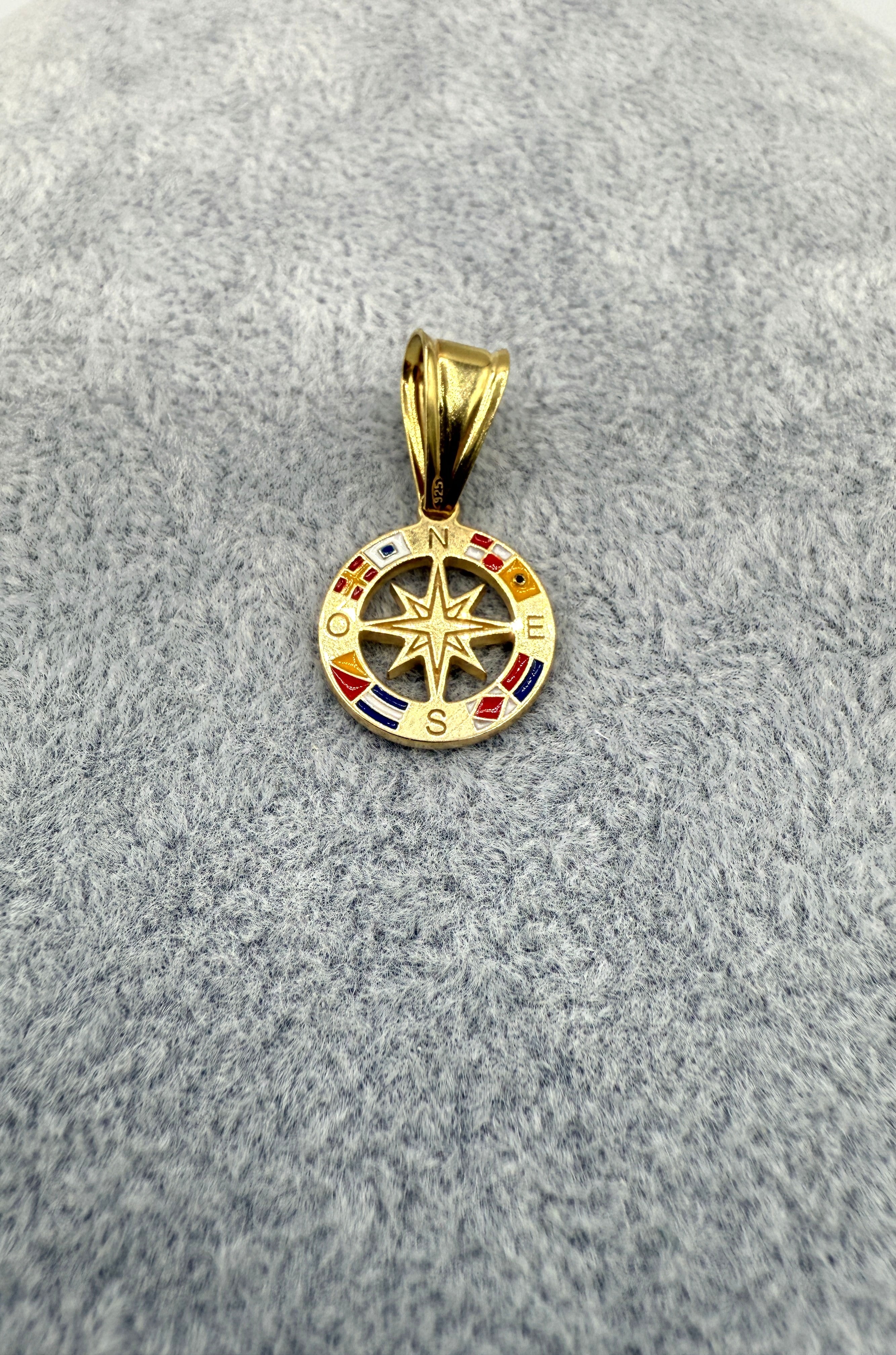 Collana Uomo 3+1  Con Ciondolo Rosa Dei Venti Argento 925