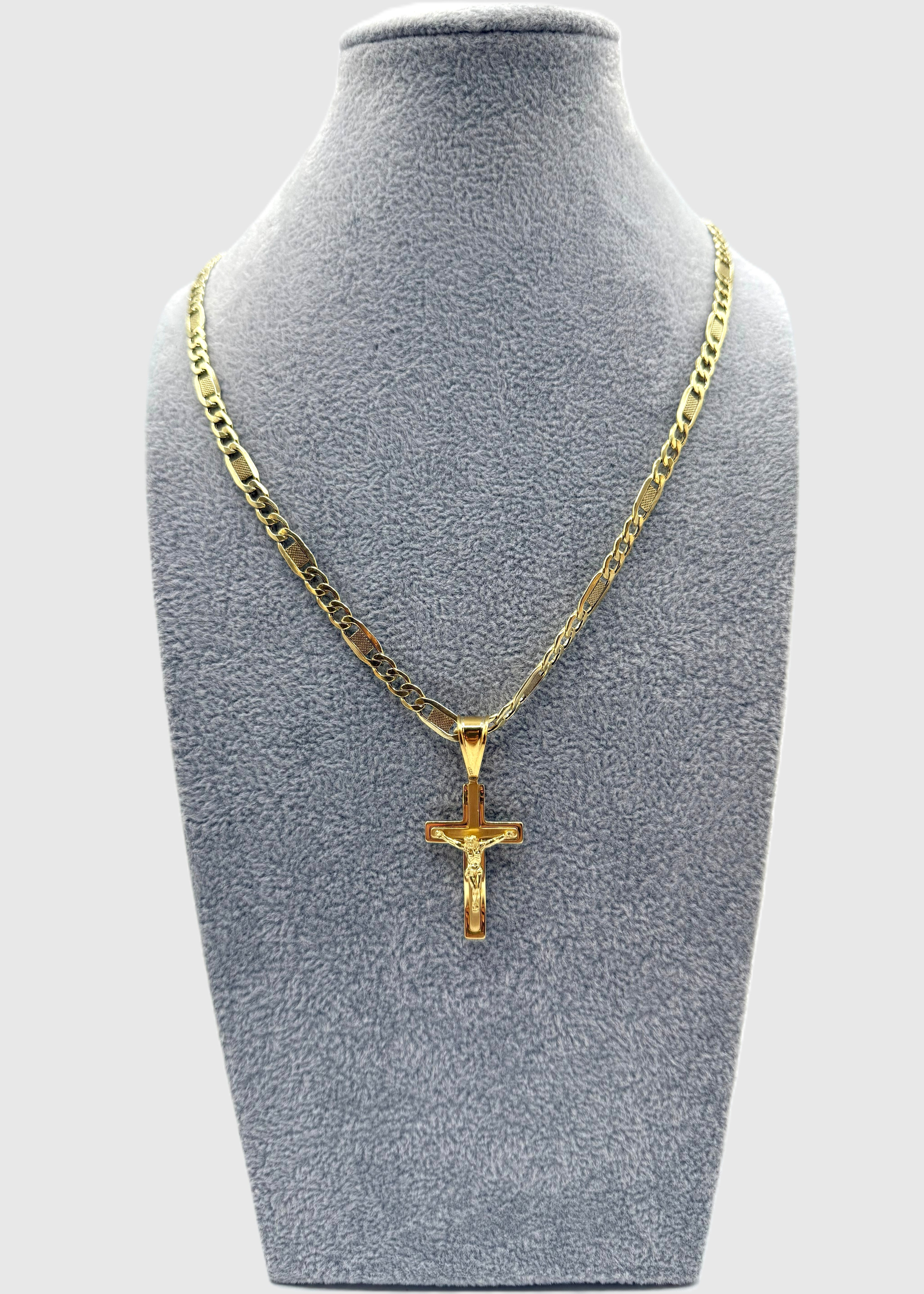 Collana Uomo 3+1  Con Ciondolo Crocifisso Argento 925