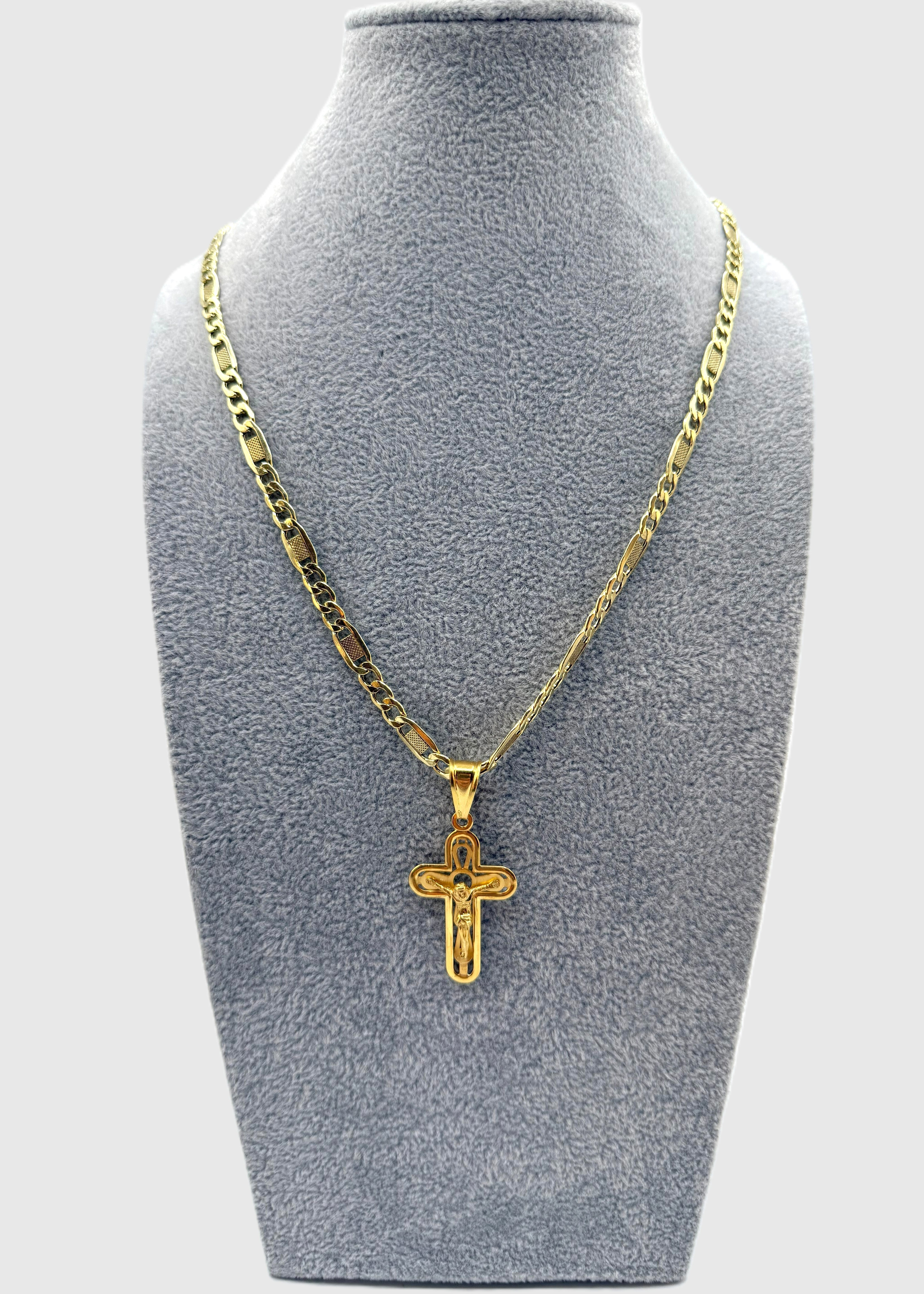 Collana Uomo 3+1  Con Ciondolo Crocifisso Argento 925