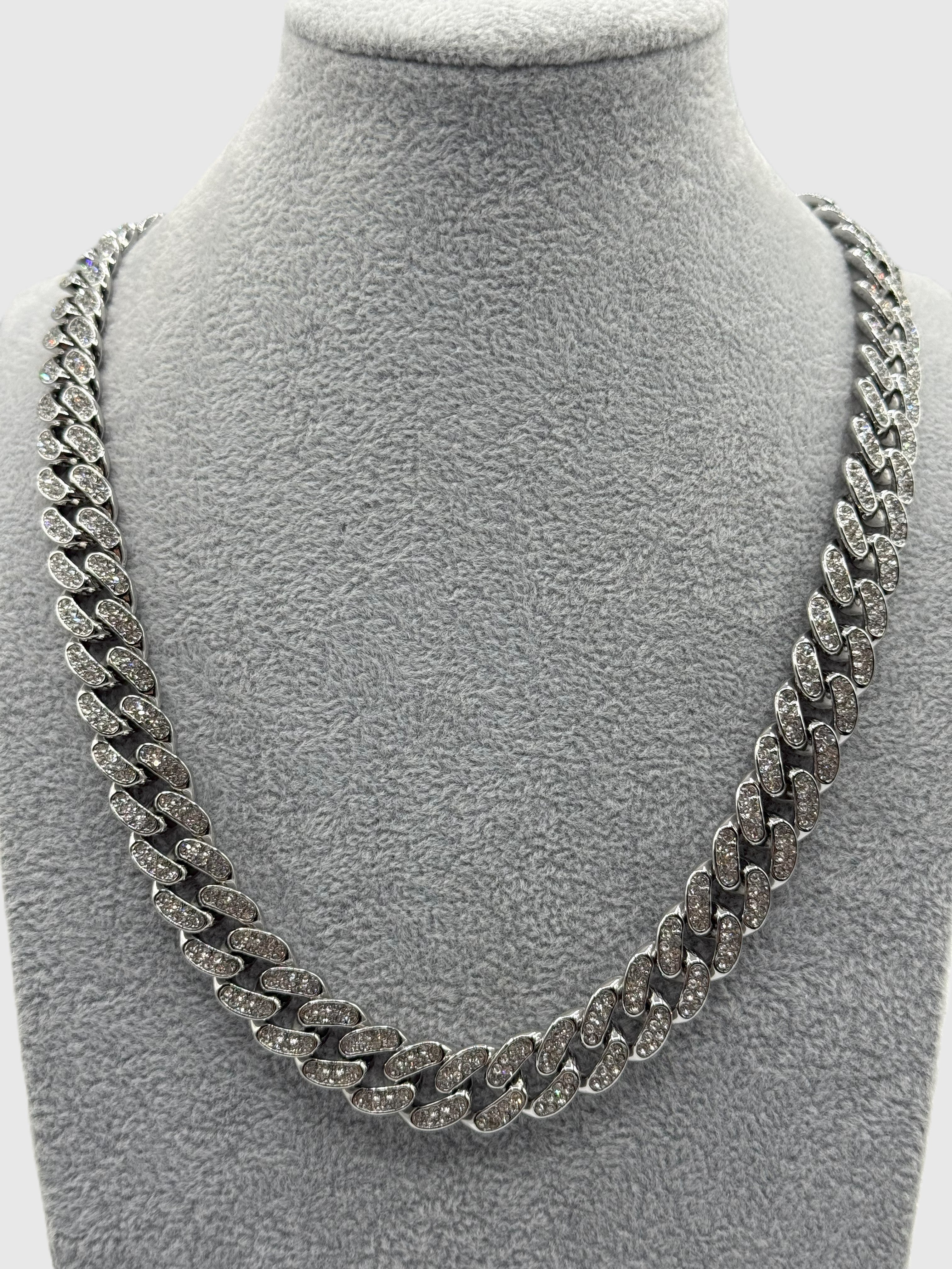 Collana Uomo Acciaio Cuban Link Zirconata